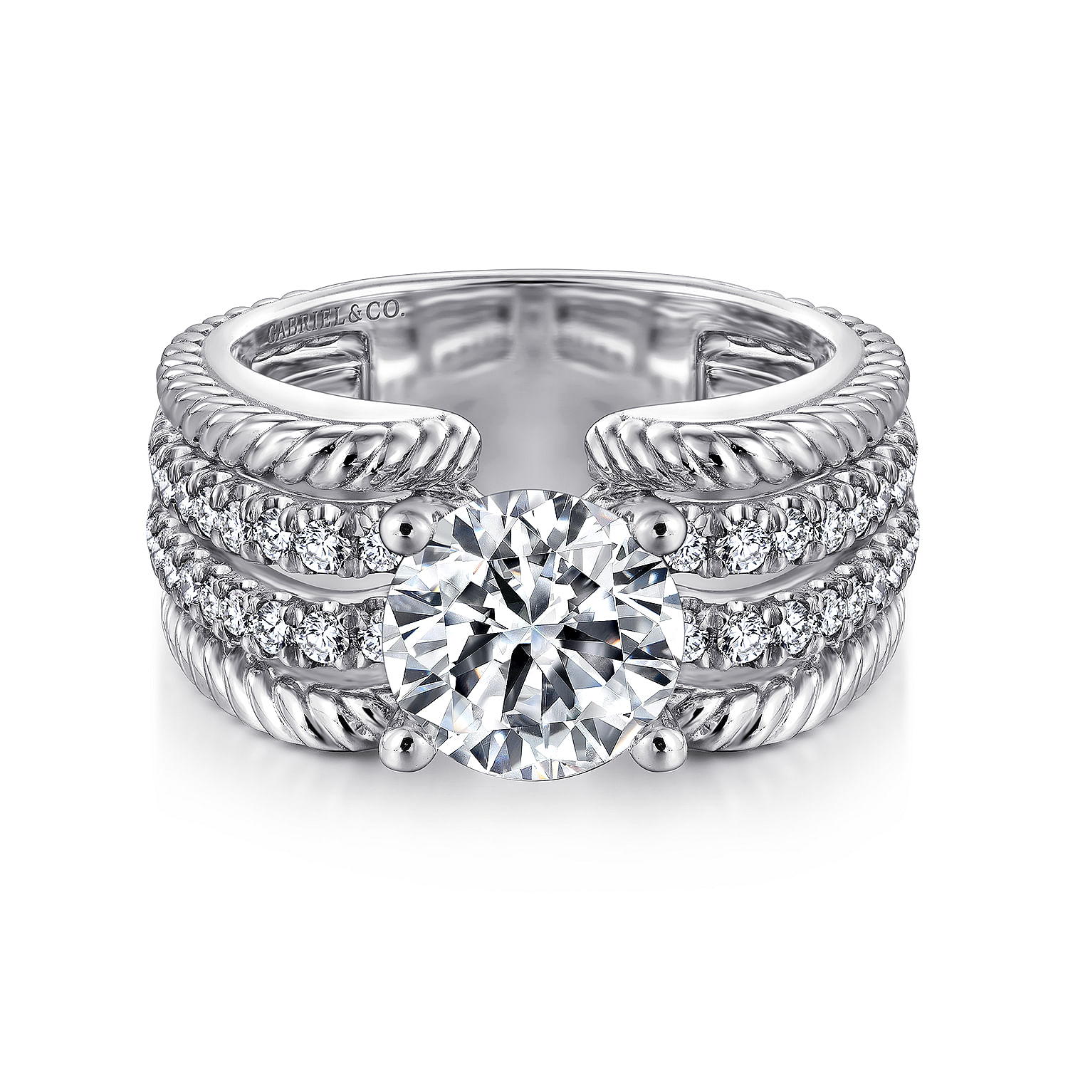 Freedom - 14K White Gold Round Diamond Engagement Ring