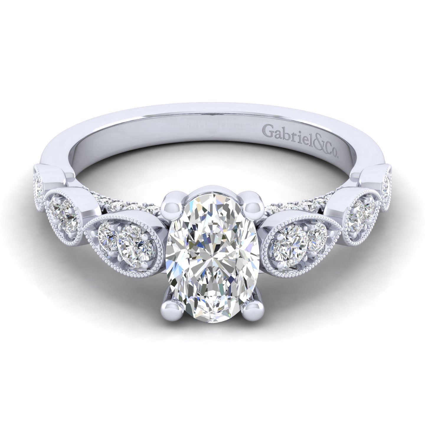 Garland - 14K White Gold Oval Diamond Engagement Ring