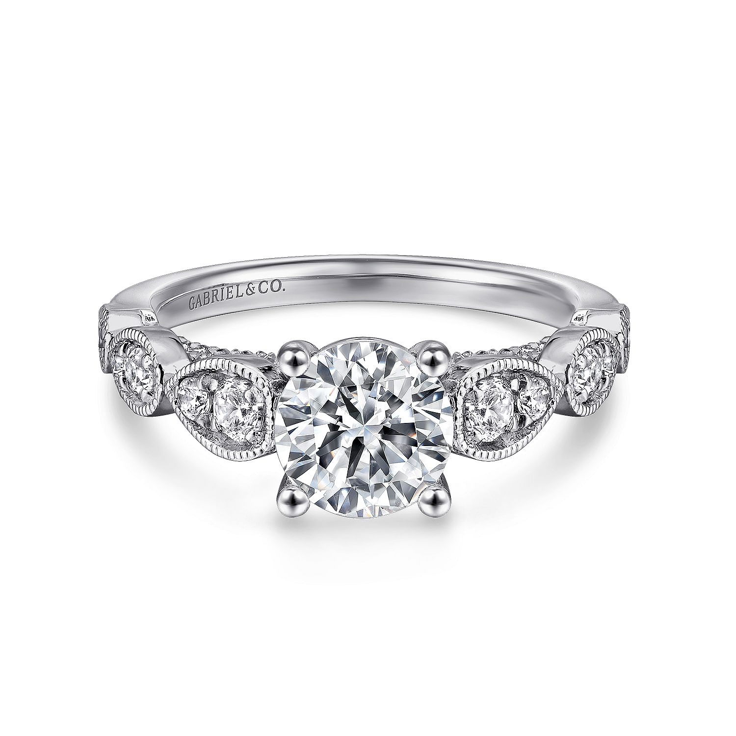 Garland - 14K White Gold Round Diamond Engagement Ring