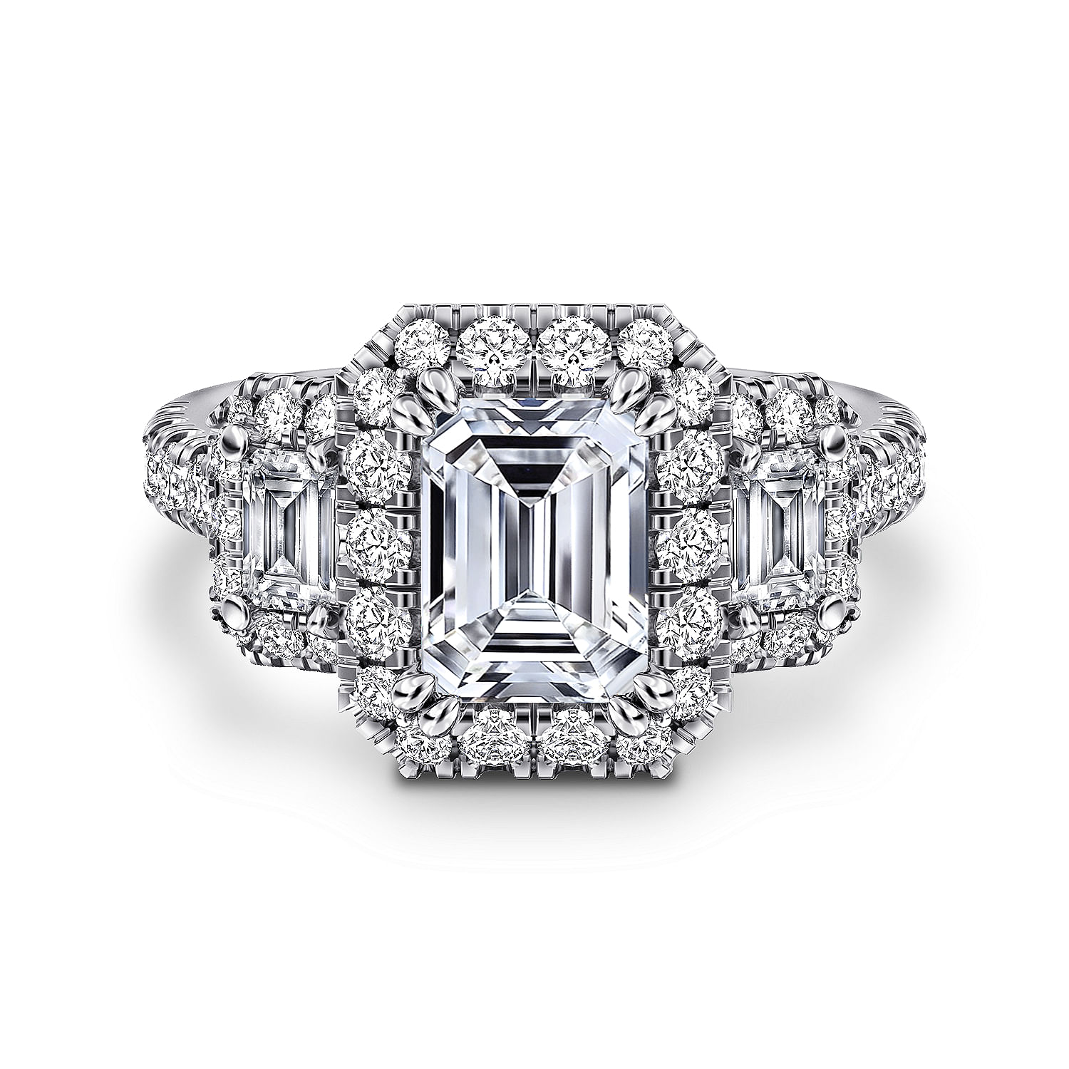 Gibson - 14K White Gold Emerald Cut Diamond Engagement Ring