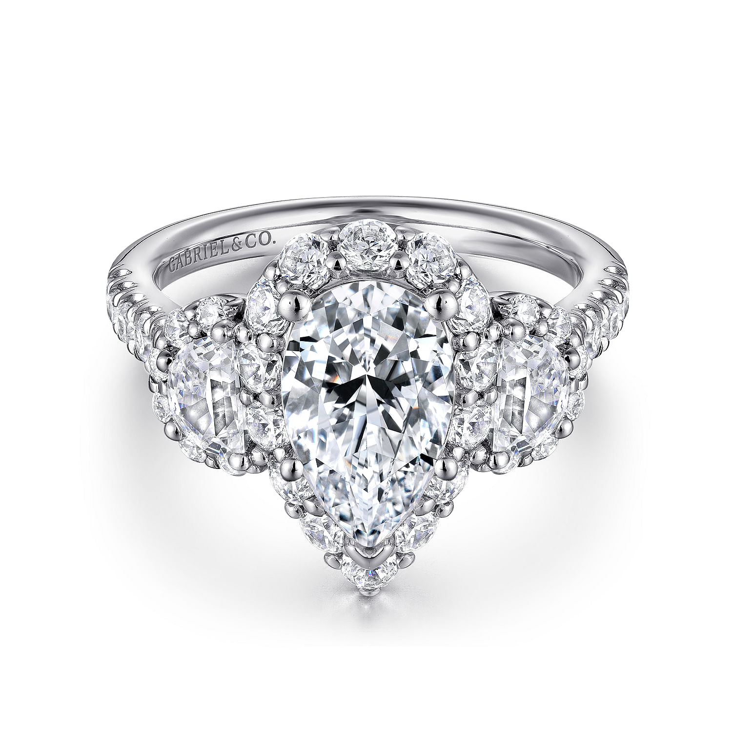 Gibson - 14K White Gold Pear Shape Diamond Engagement Ring