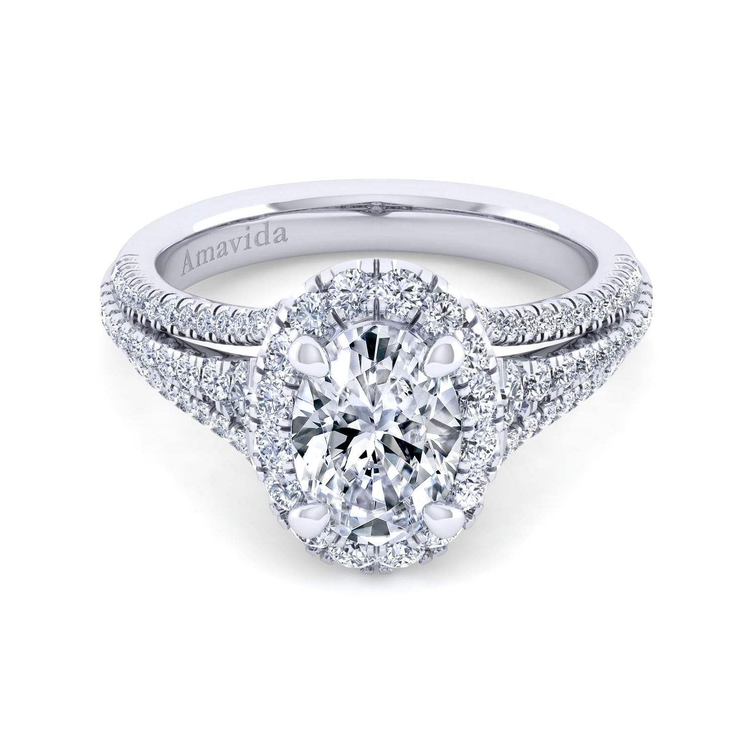 Gramercy - 18K White Gold Oval Halo Diamond Engagement Ring