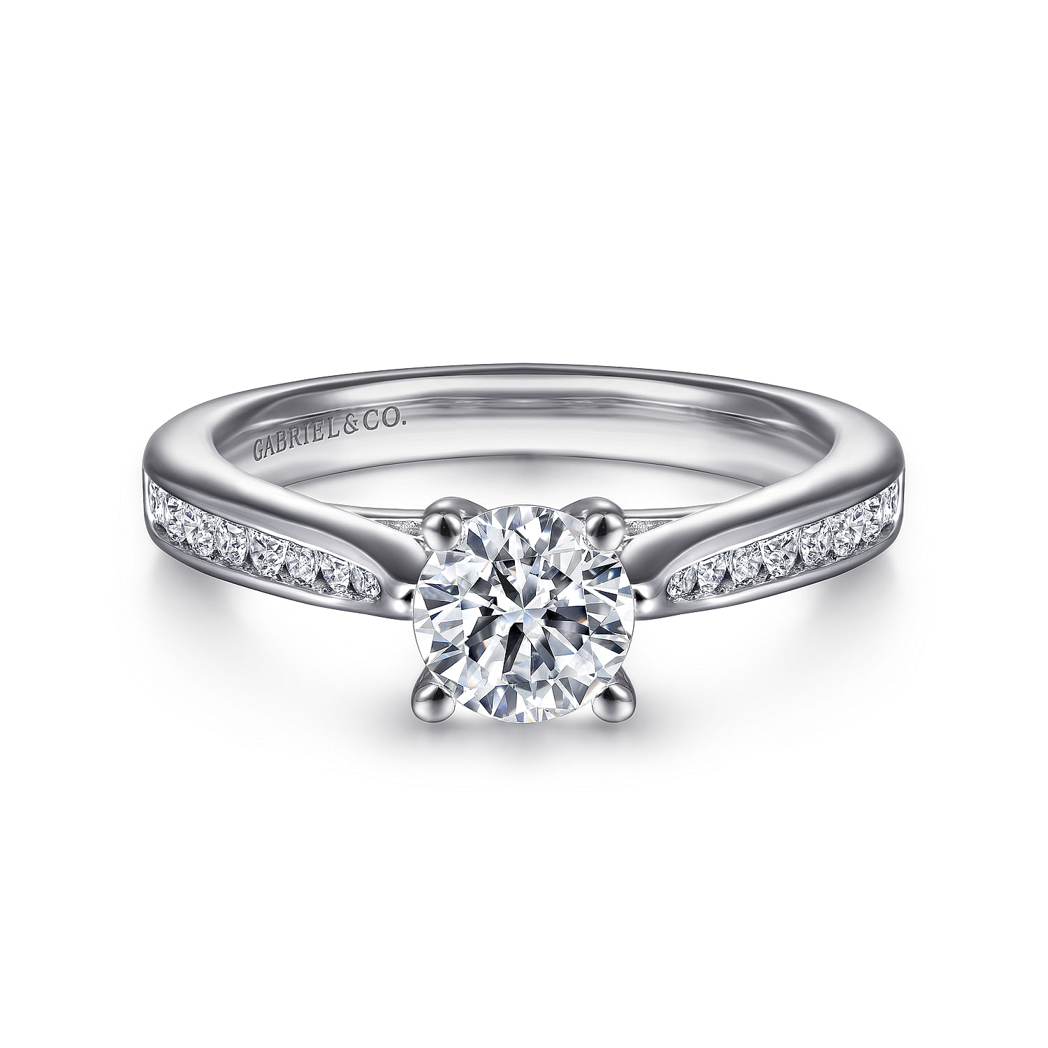 Hannah - 14K White Gold Round Diamond Channel Set Engagement Ring