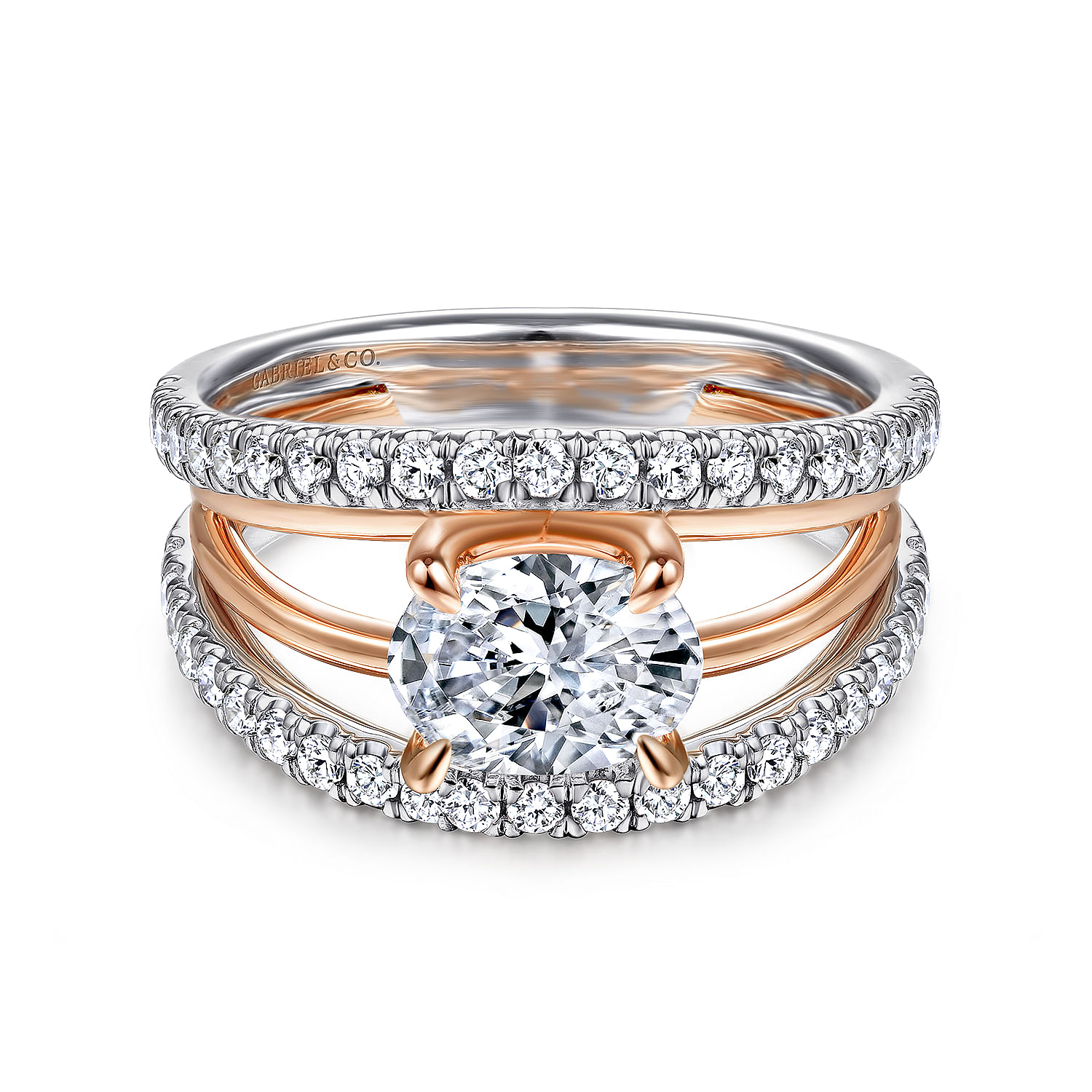 Harmonia - 14K White-Rose Gold Oval Diamond Engagement Ring