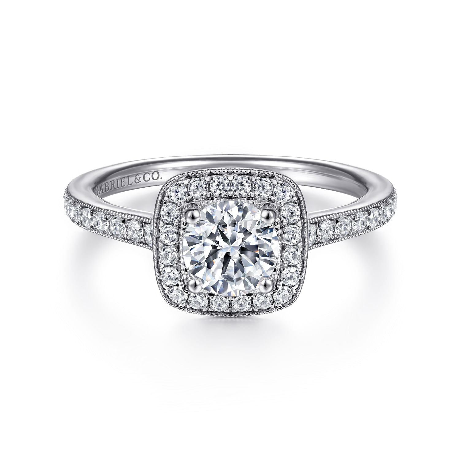 Harper - 14K White Gold Round Halo Diamond Engagement Ring