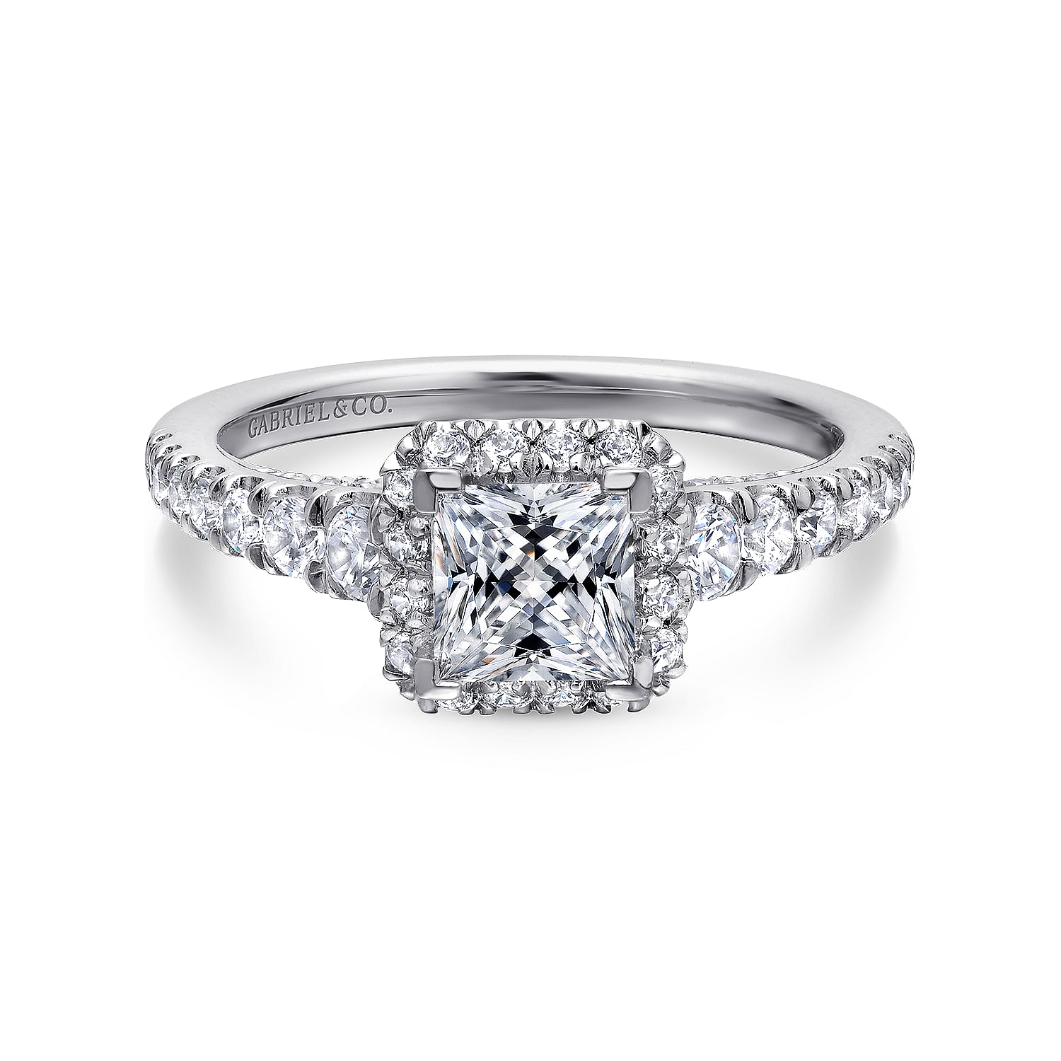 Hazel - 14K White Gold Princess Halo Diamond Engagement Ring