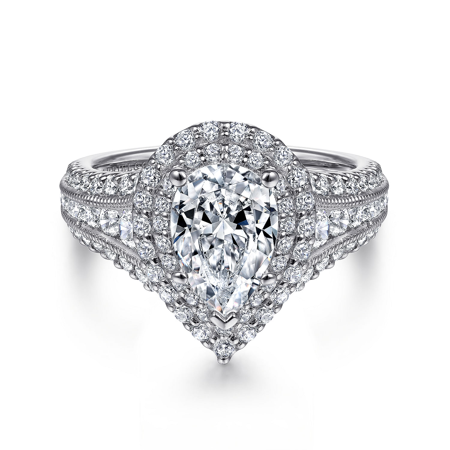 Henrietta - 14K White Gold Pear Shape Diamond Engagement Ring