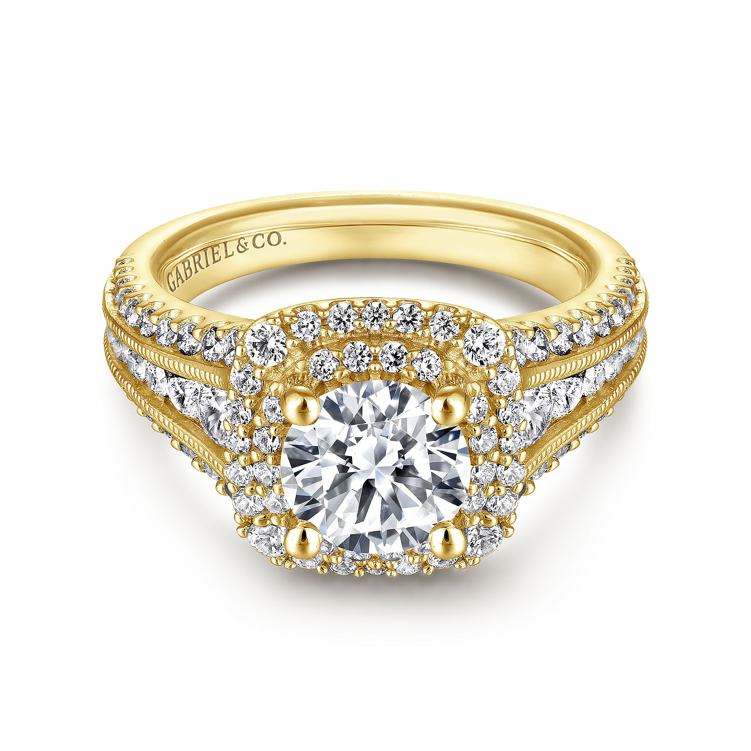 Henrietta - 14K Yellow Gold Round Diamond Engagement Ring