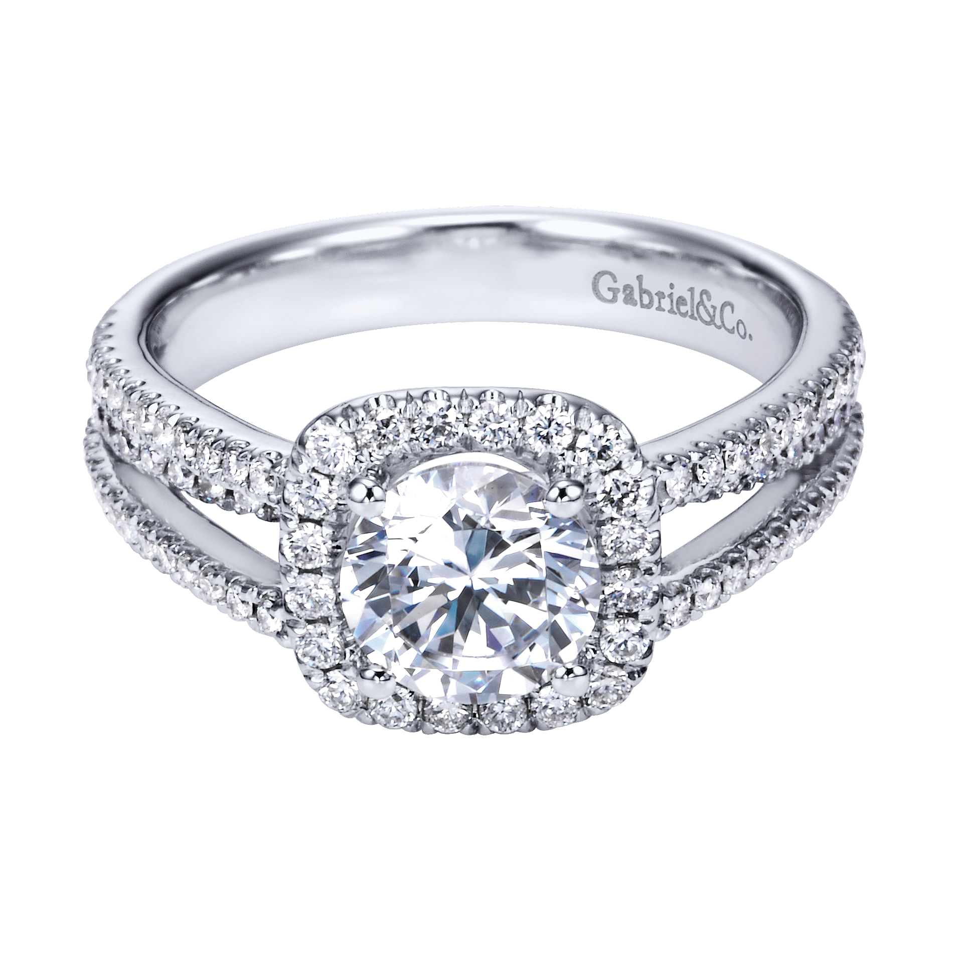 Hillary - 14K White Gold Round Halo Diamond Engagement Ring