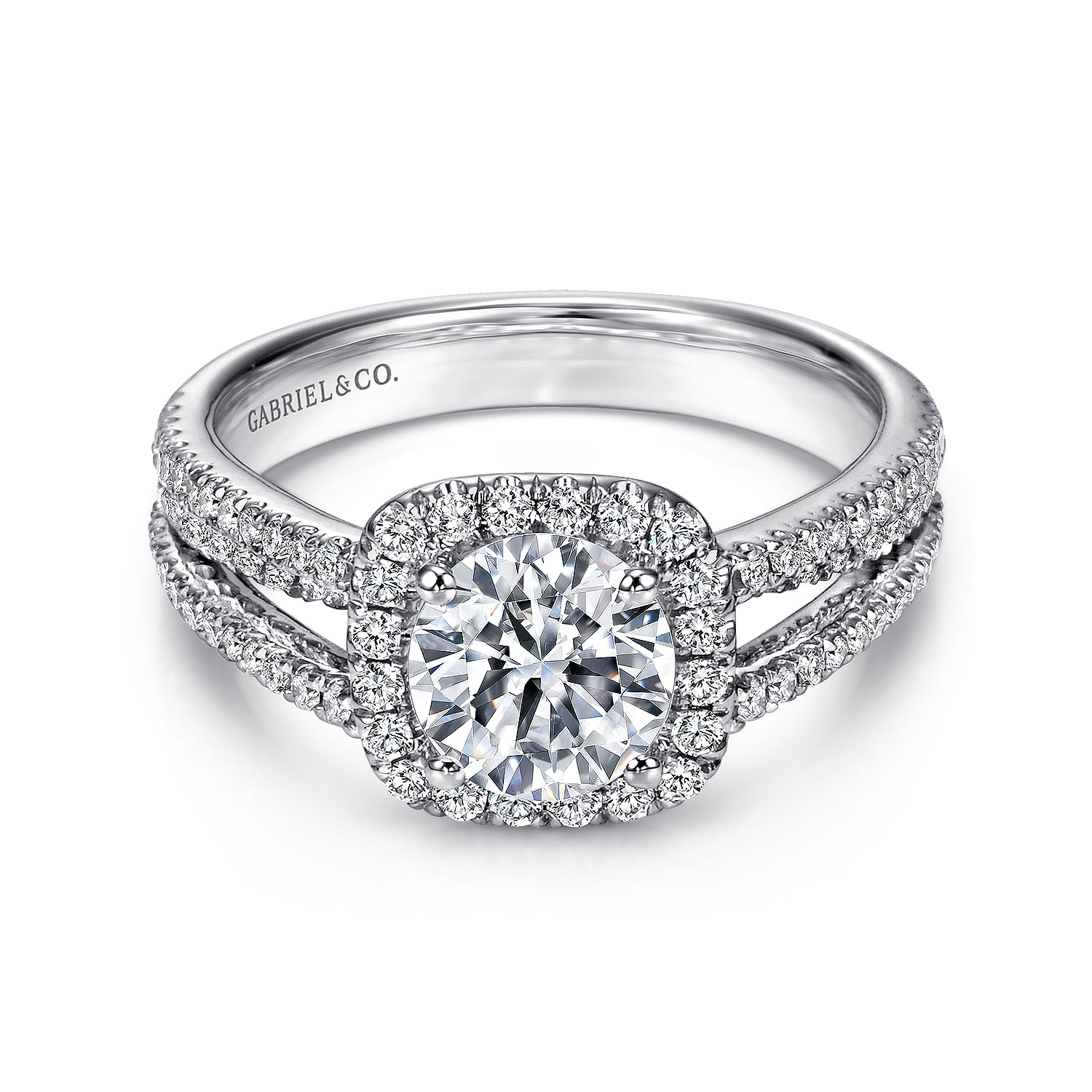 Hillary - 14K White Gold Round Halo Diamond Engagement Ring