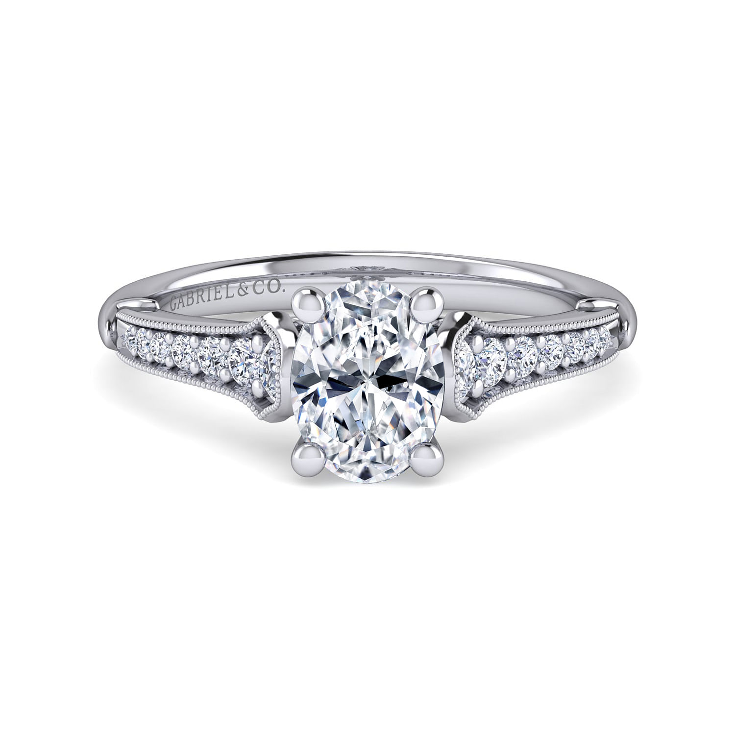 Hollis - 14K White Gold Oval Diamond Engagement Ring