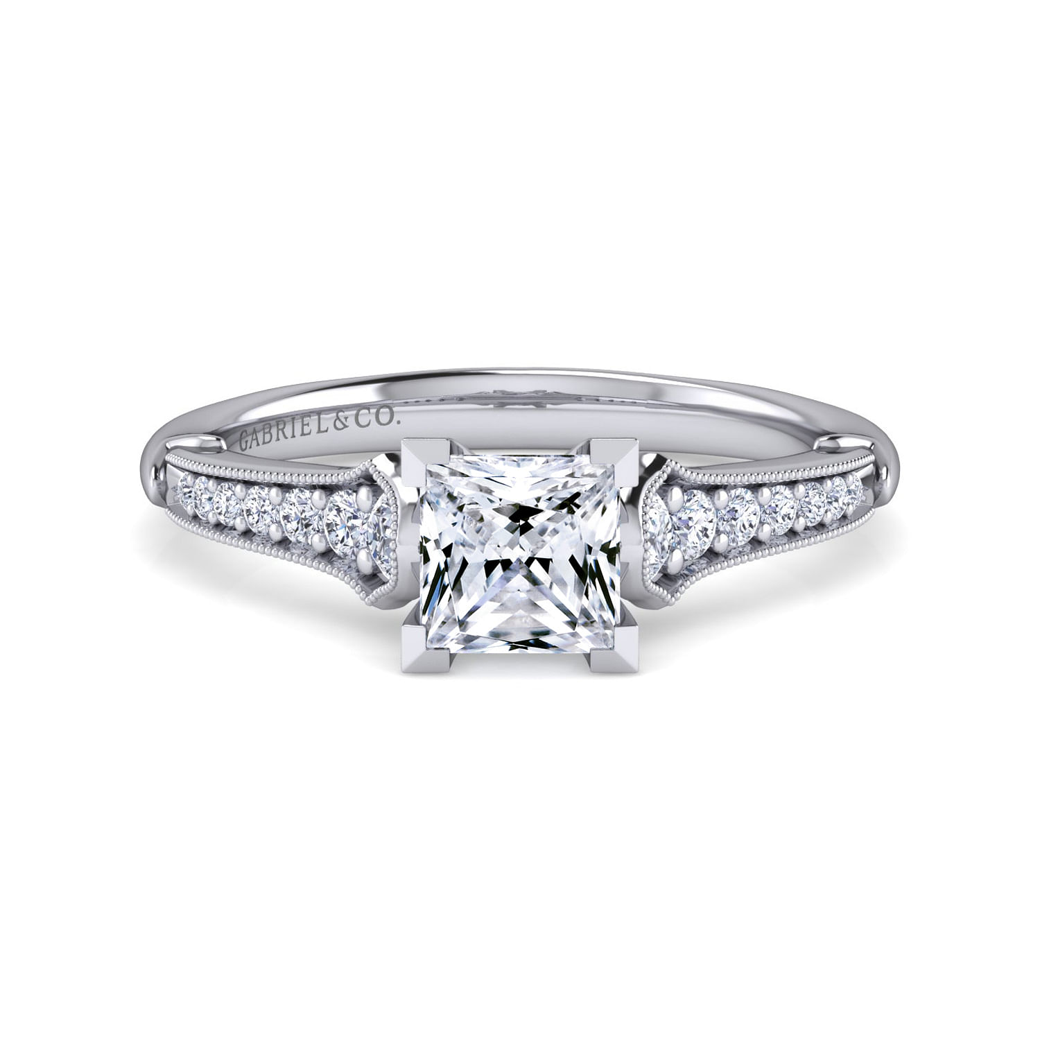 Hollis - 14K White Gold Princess Cut Diamond Engagement Ring