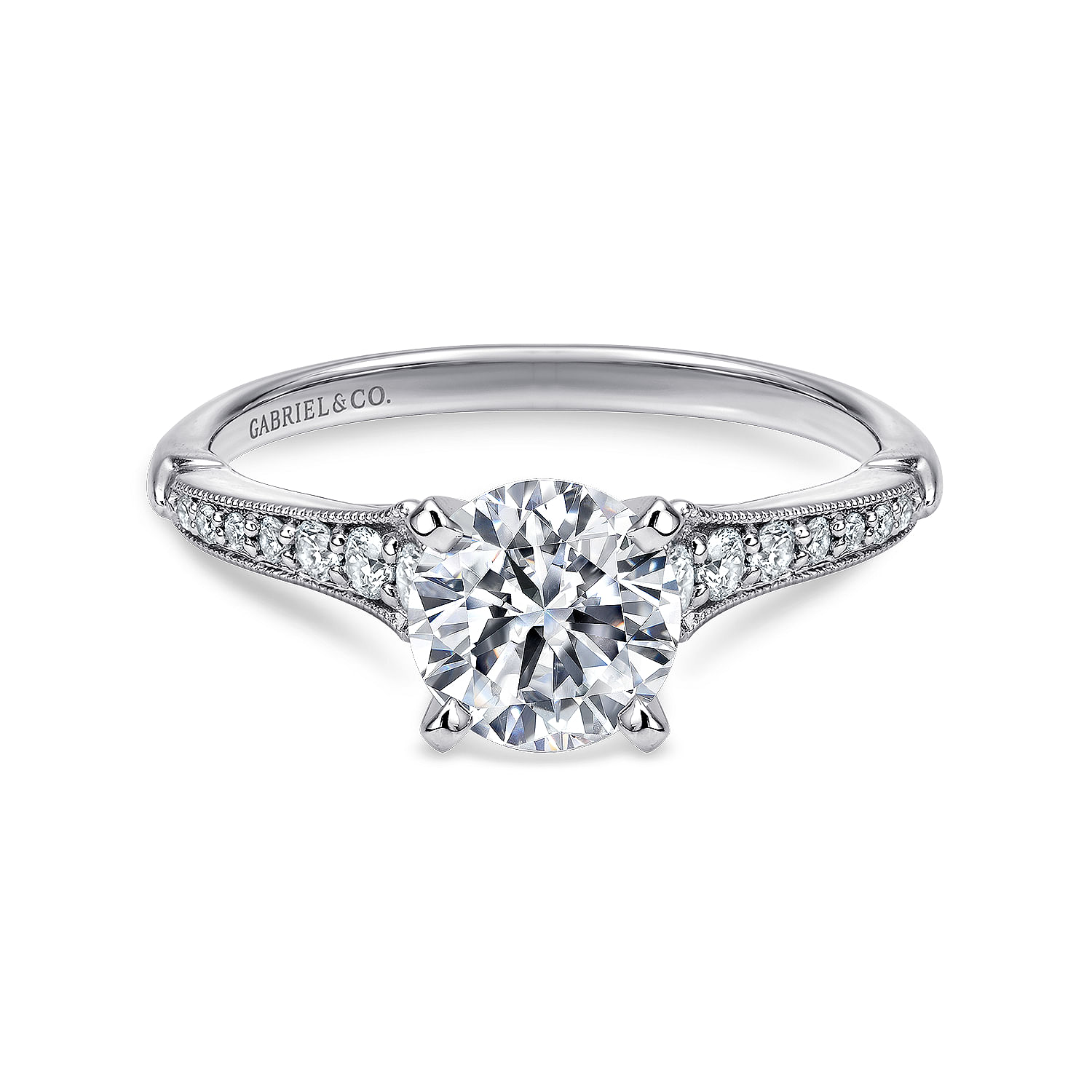 Hollis - 14K White Gold Round Diamond Engagement Ring