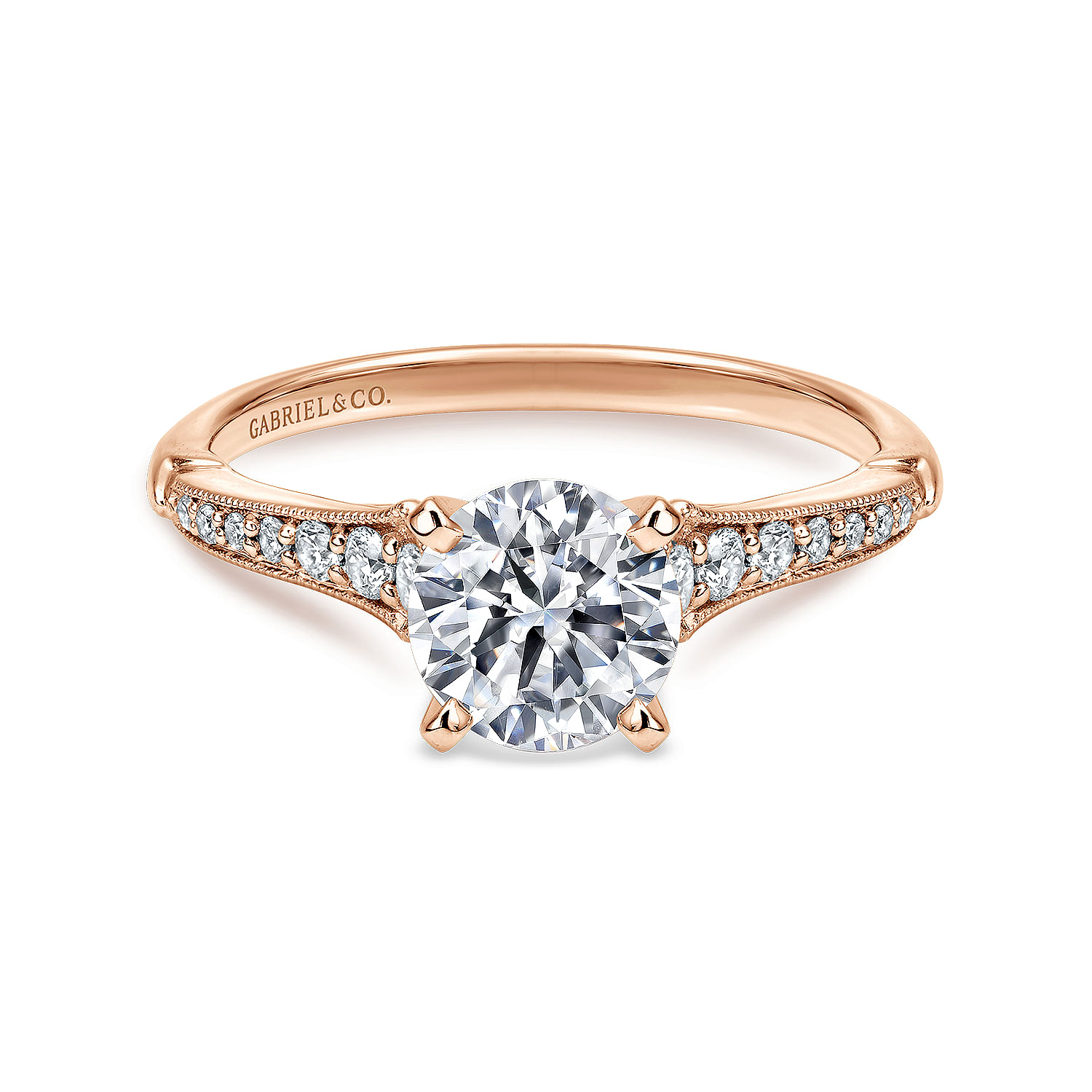 Hollis - 14K White-Rose Gold Round Diamond Engagement Ring