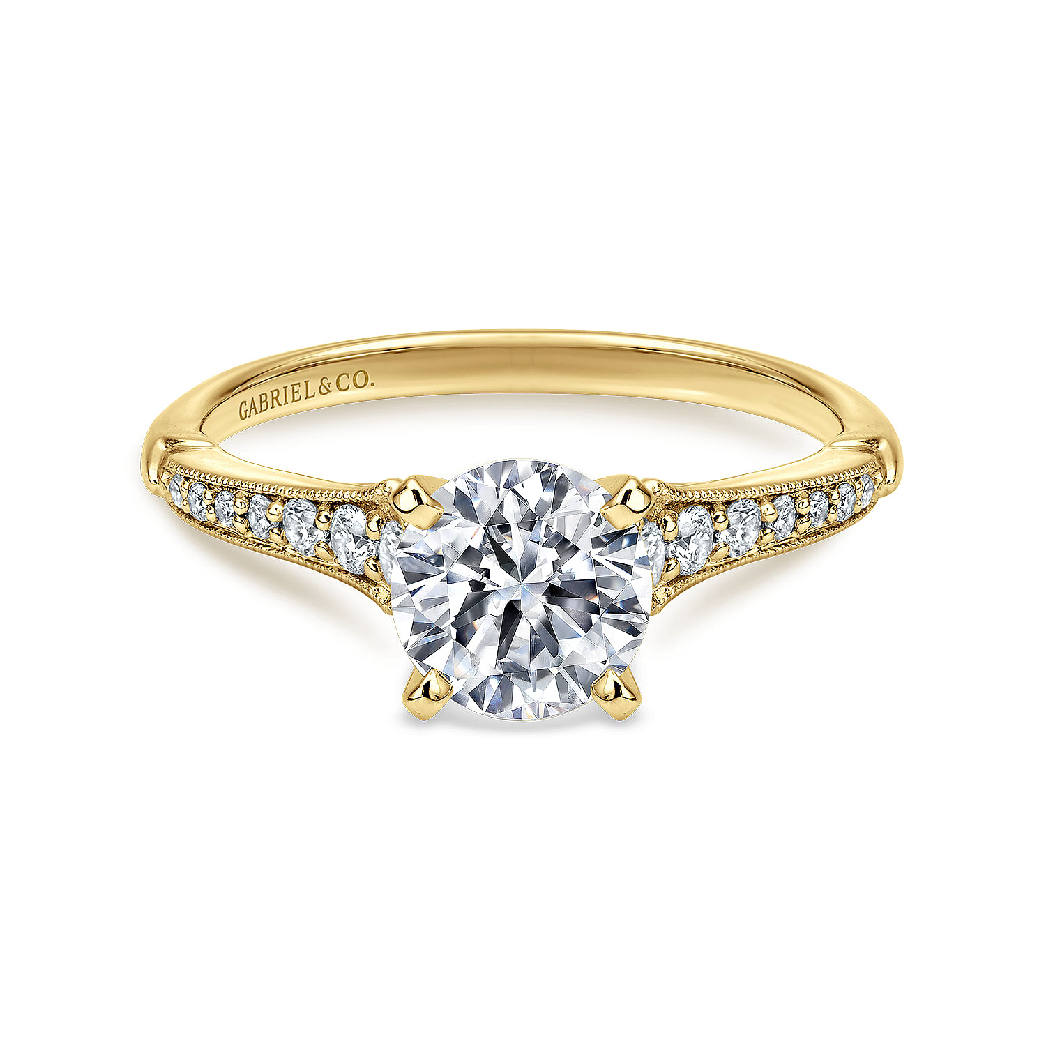 Hollis - 14K White-Yellow Gold Round Diamond Engagement Ring