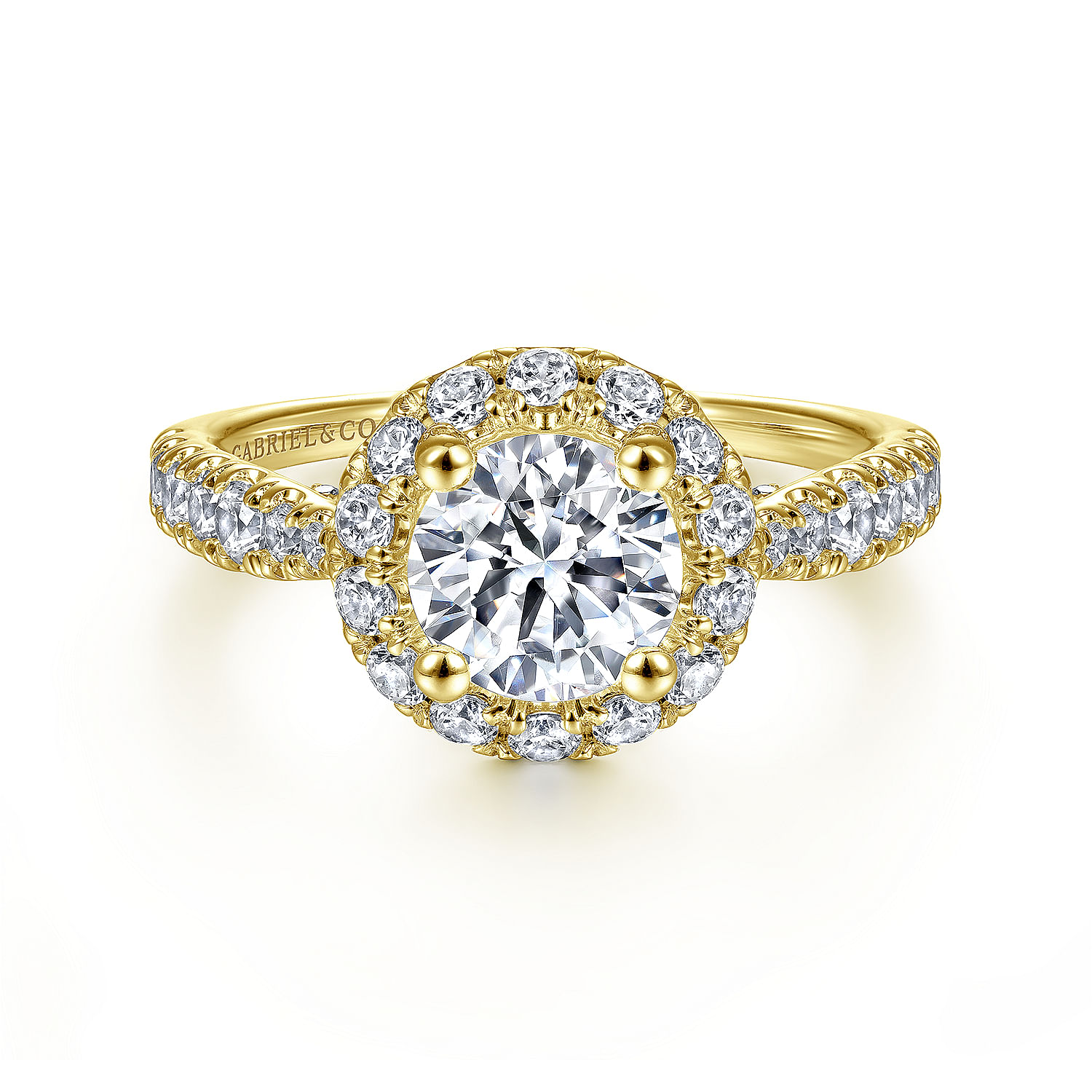 Honey - 14K Yellow Gold Round Halo Diamond Engagement Ring