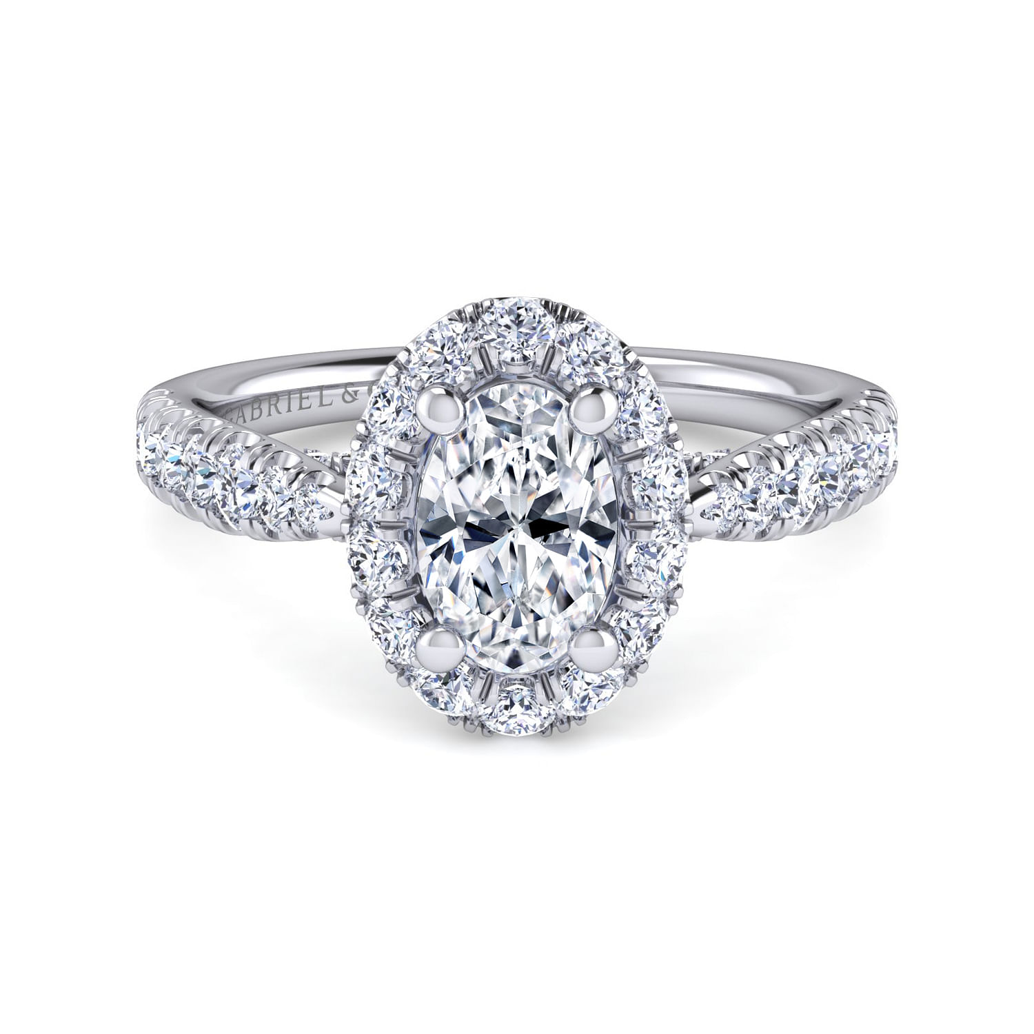 Honey - Platinum Oval Halo Diamond Engagement Ring