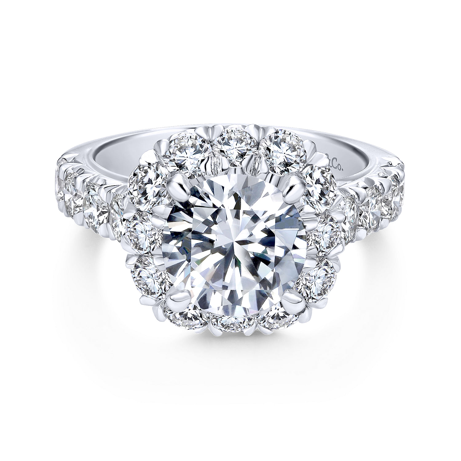 Ivory - 14K White Gold Round Halo Diamond Engagement Ring