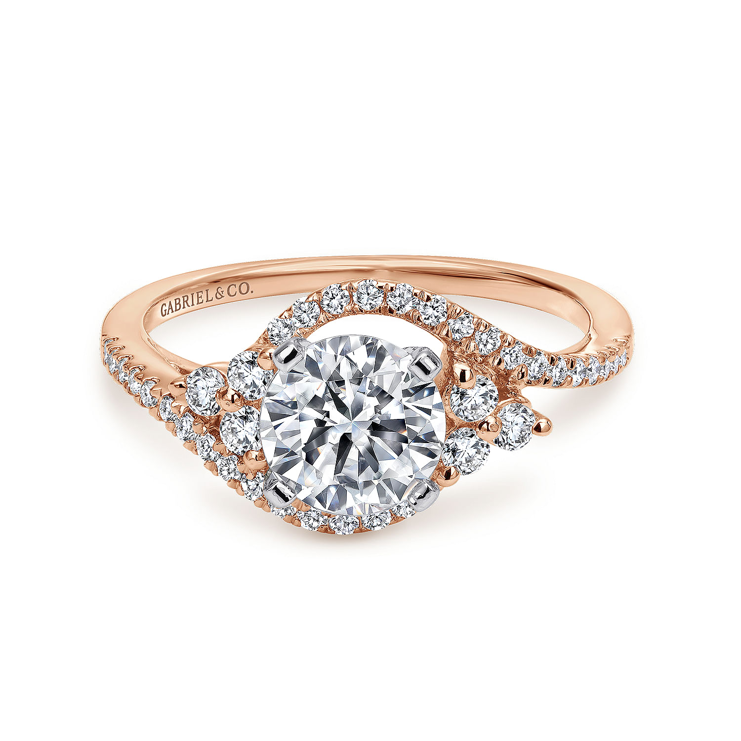 Izzie - 14K White-Rose Gold Round Diamond Bypass Engagement Ring