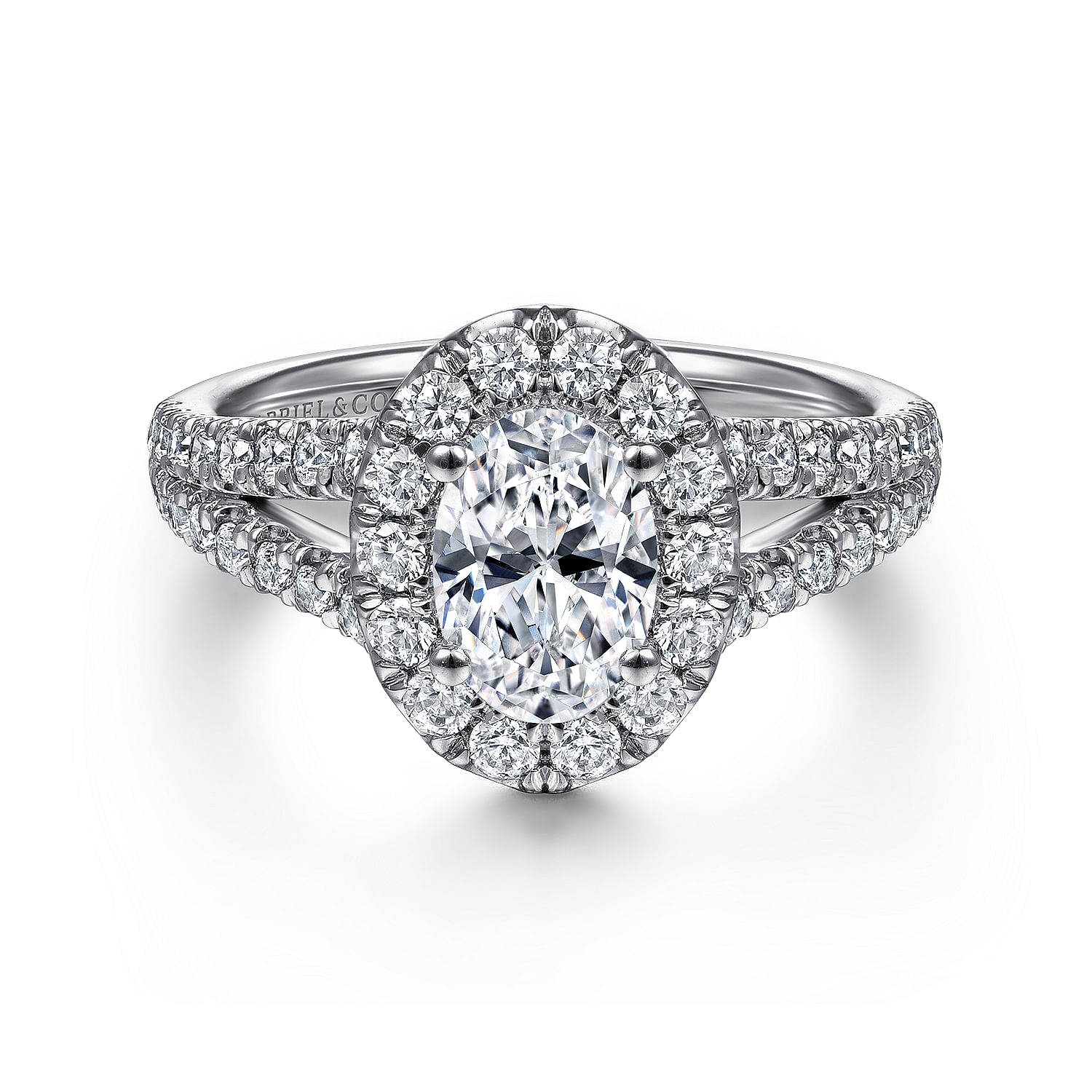 James - 14K White Gold Oval Halo Diamond Engagement Ring