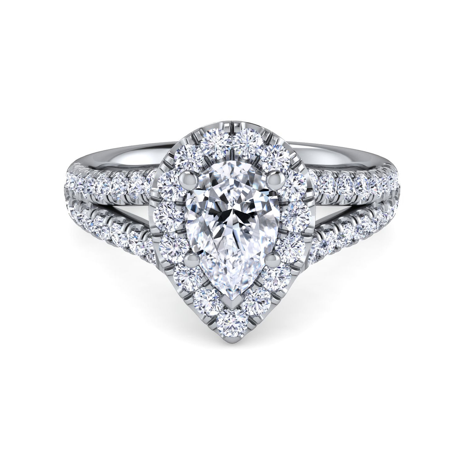 James - 14K White Gold Pear Shape Halo Diamond Engagement Ring