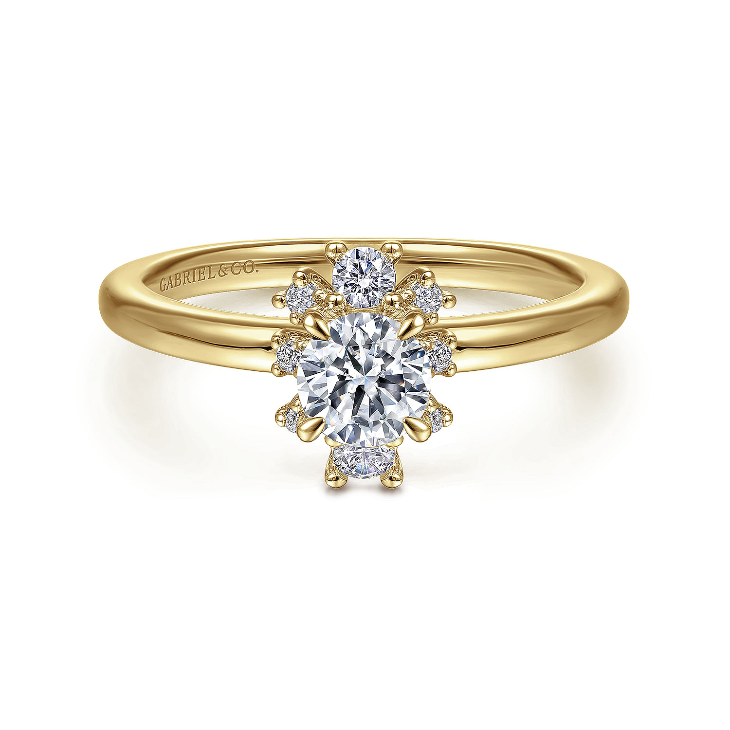 Jamila - Unique 14K Yellow Gold Halo Diamond Engagement Ring
