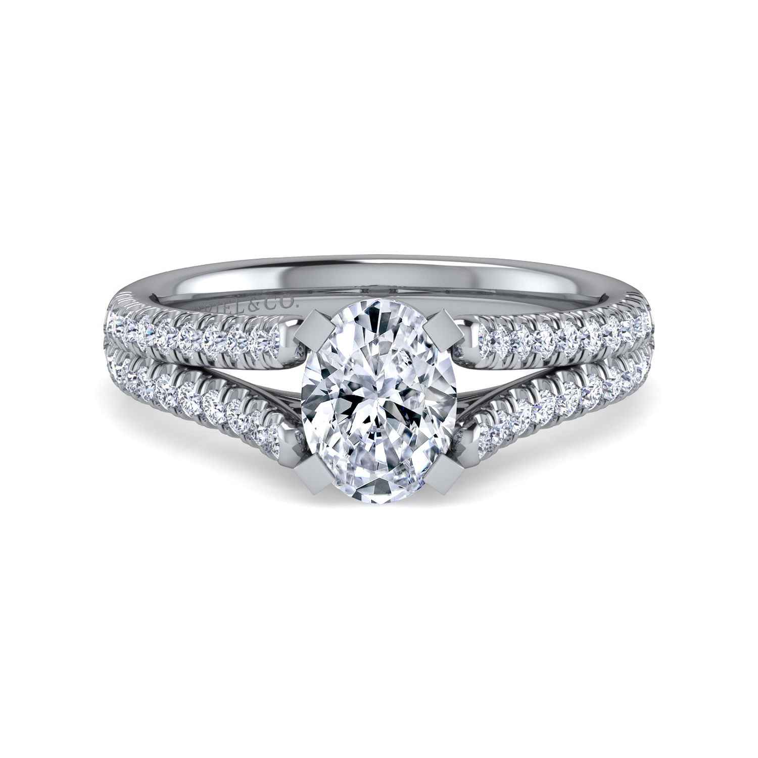 Janelle - 14K White Gold Oval Diamond Engagement Ring