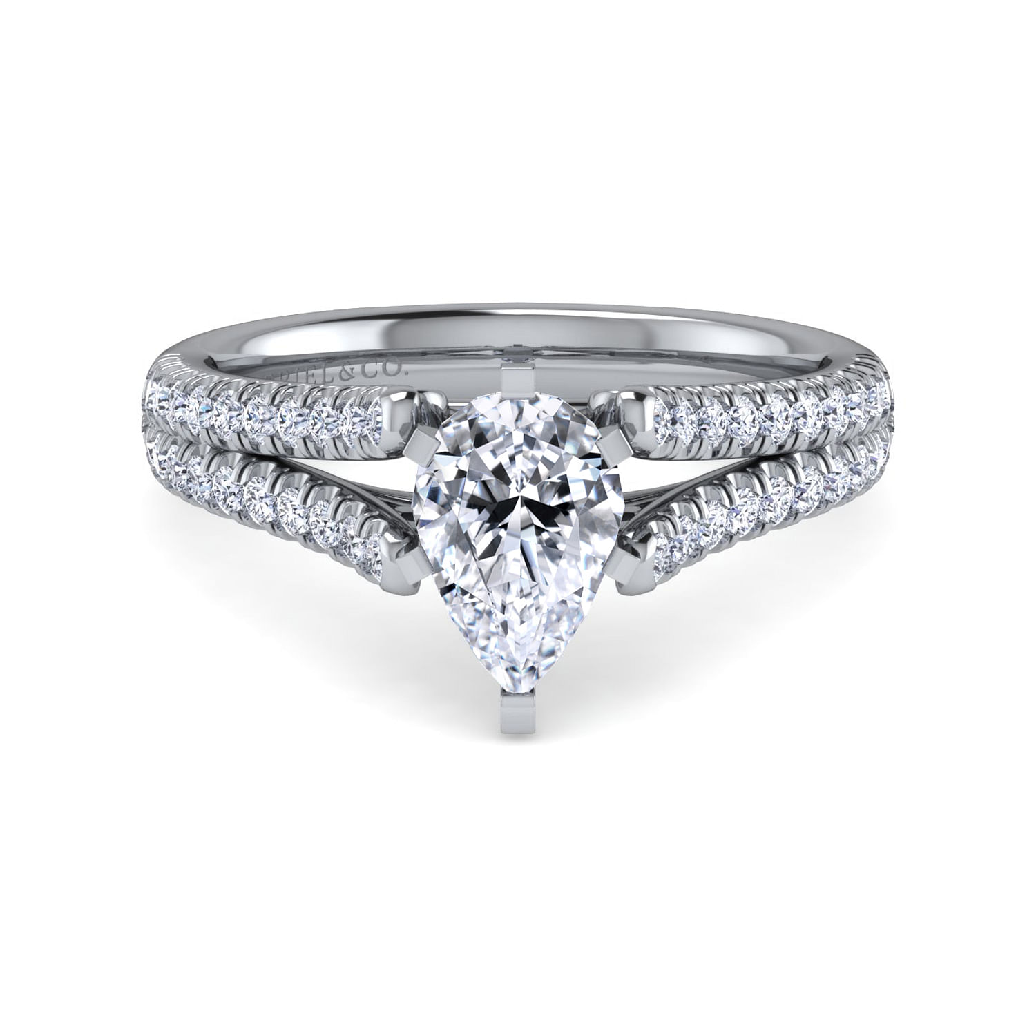 Janelle - 14K White Gold Pear Shape Diamond Engagement Ring