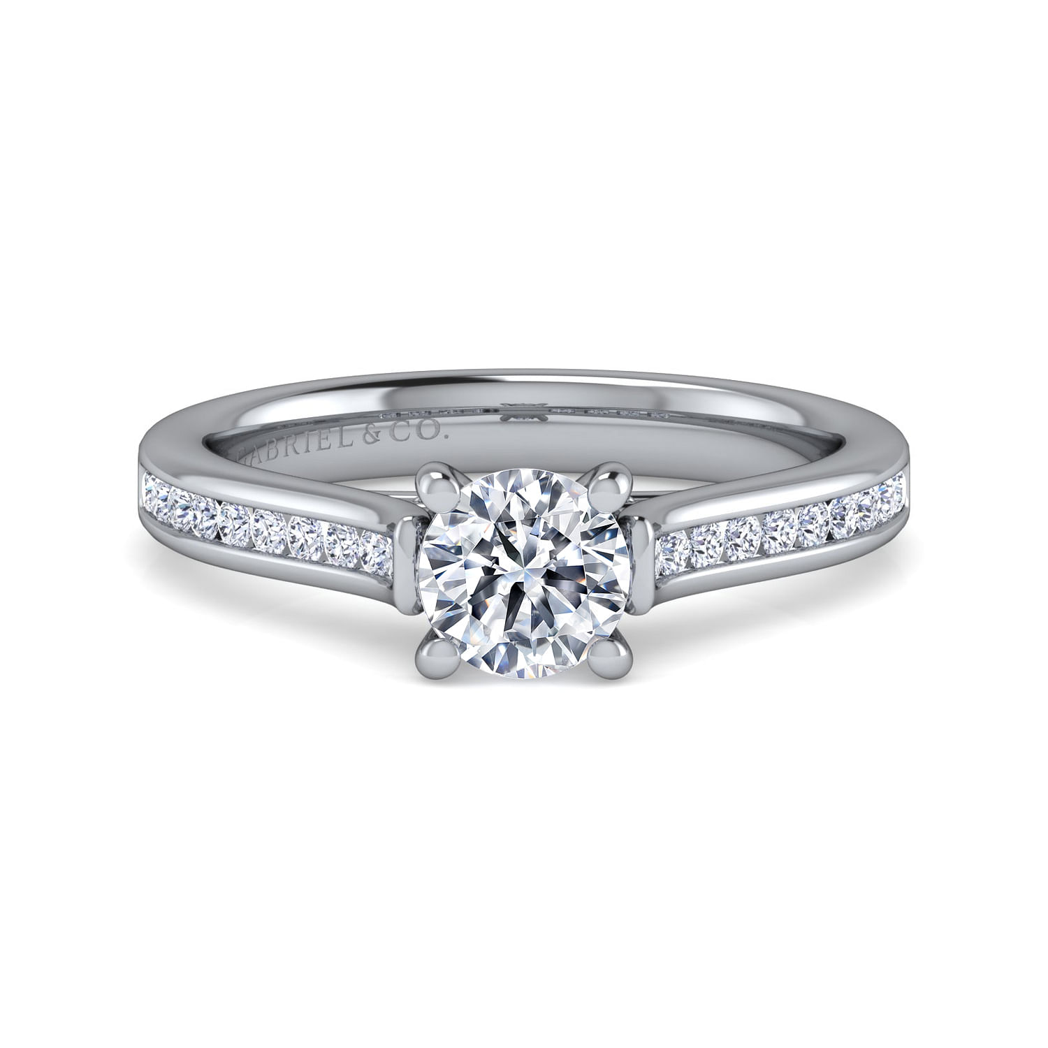 Jayden - 14K White Gold Round Diamond Channel Set Engagement Ring