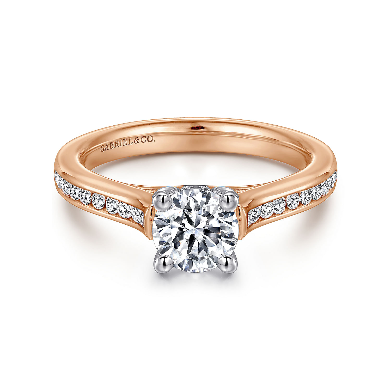 Jayden - 14K White-Rose Gold Round Diamond Engagement Ring