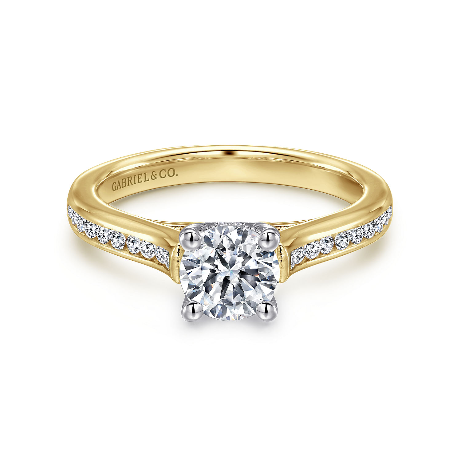 Jayden - 14K White-Yellow Gold Round Diamond Engagement Ring