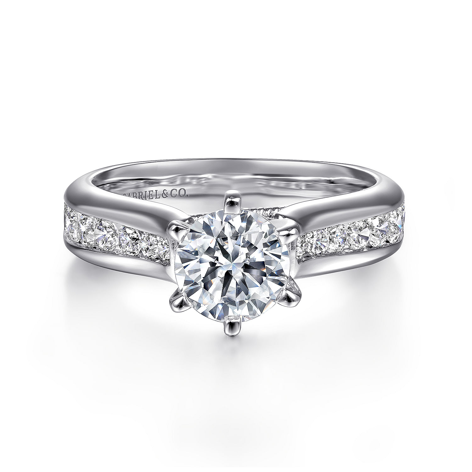 Jessica - 14K White Gold Round Diamond Channel Set Engagement Ring