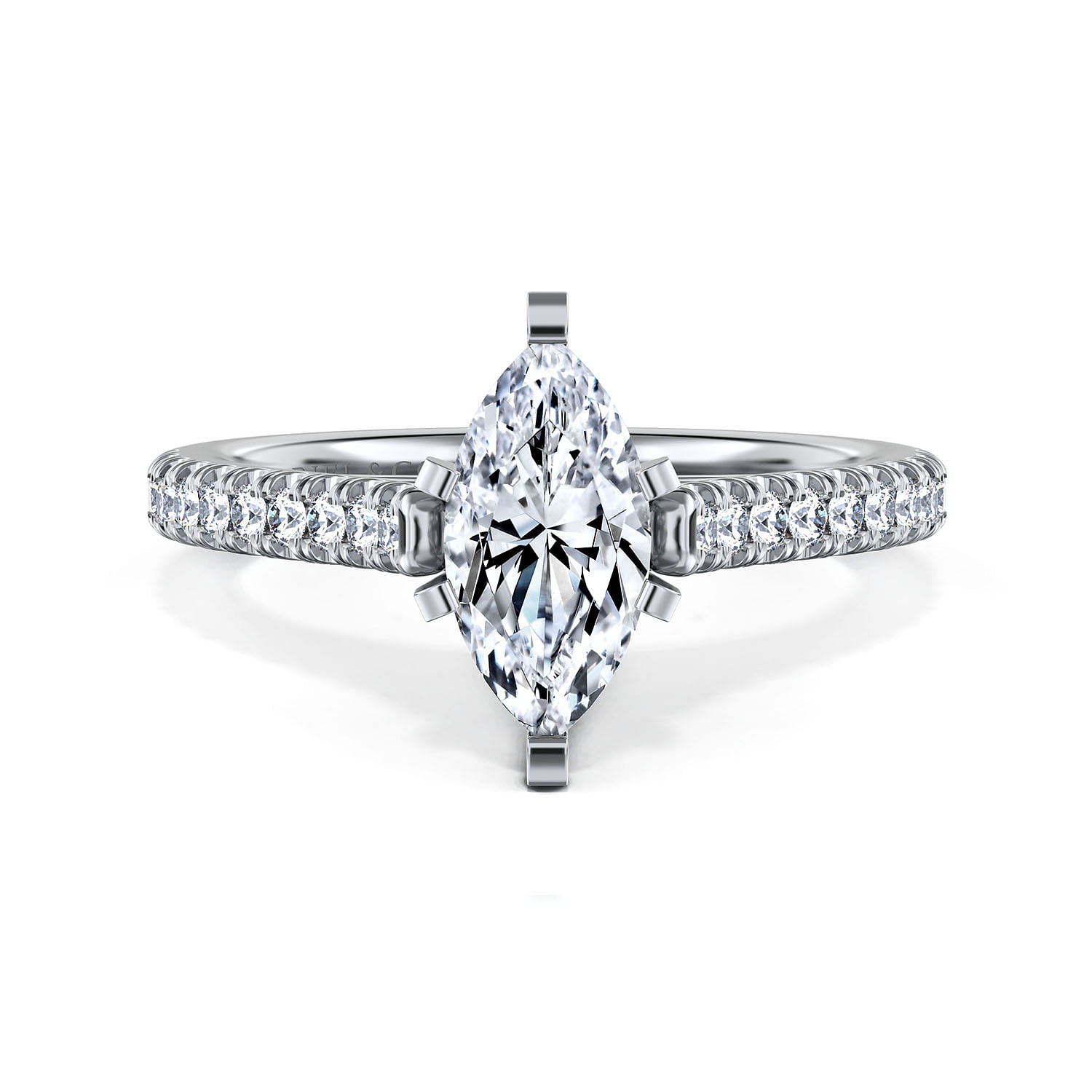 Joanna - 14K White Gold Marquise Shape Diamond Engagement Ring