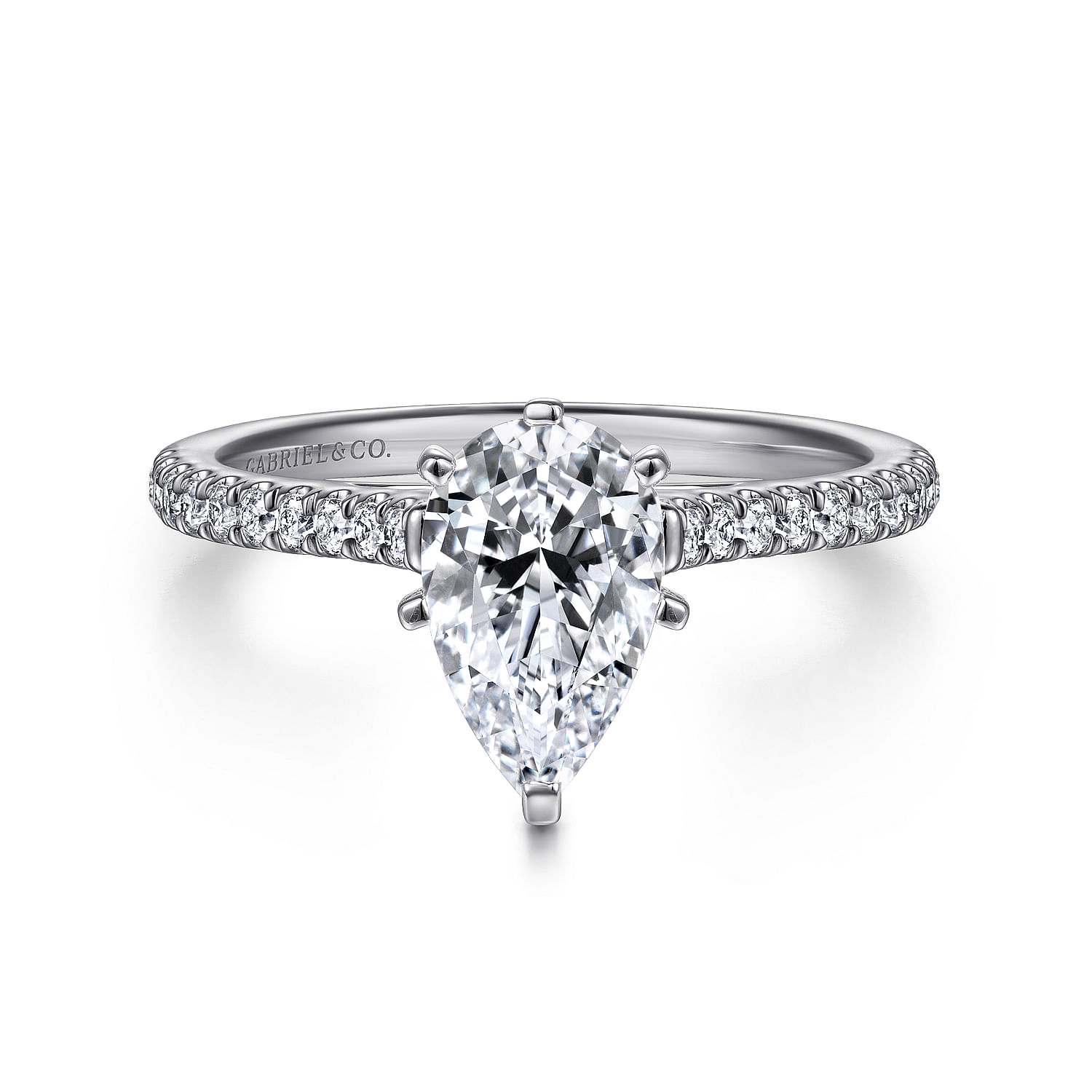 Joanna - 14K White Gold Pear Shape Diamond Engagement Ring