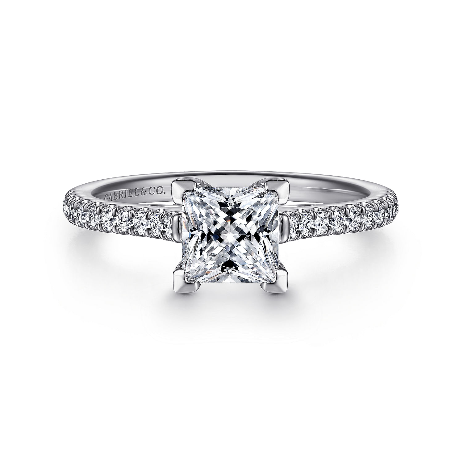 Joanna - 14K White Gold Princess Cut Diamond Engagement Ring