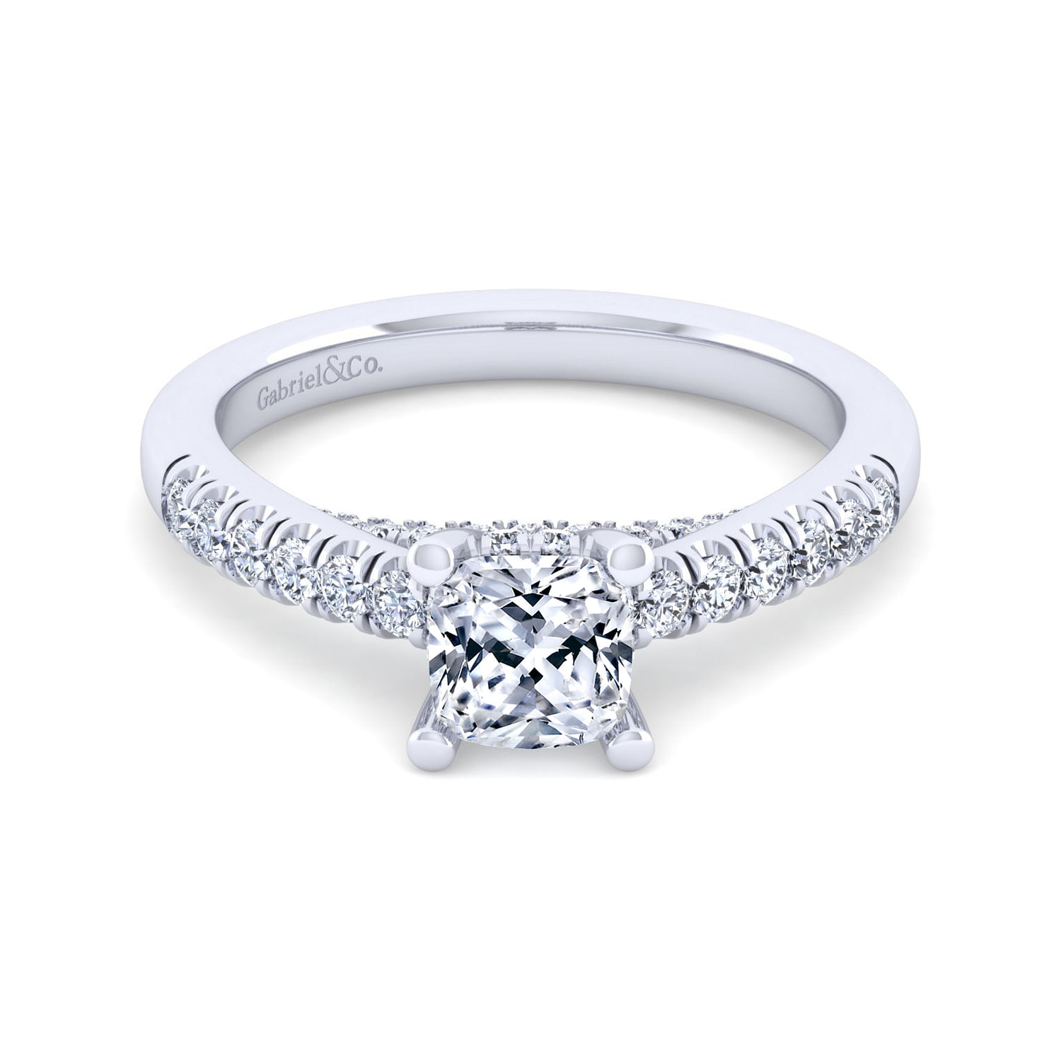 Jones - 14K White Gold Cushion Cut Diamond Engagement Ring