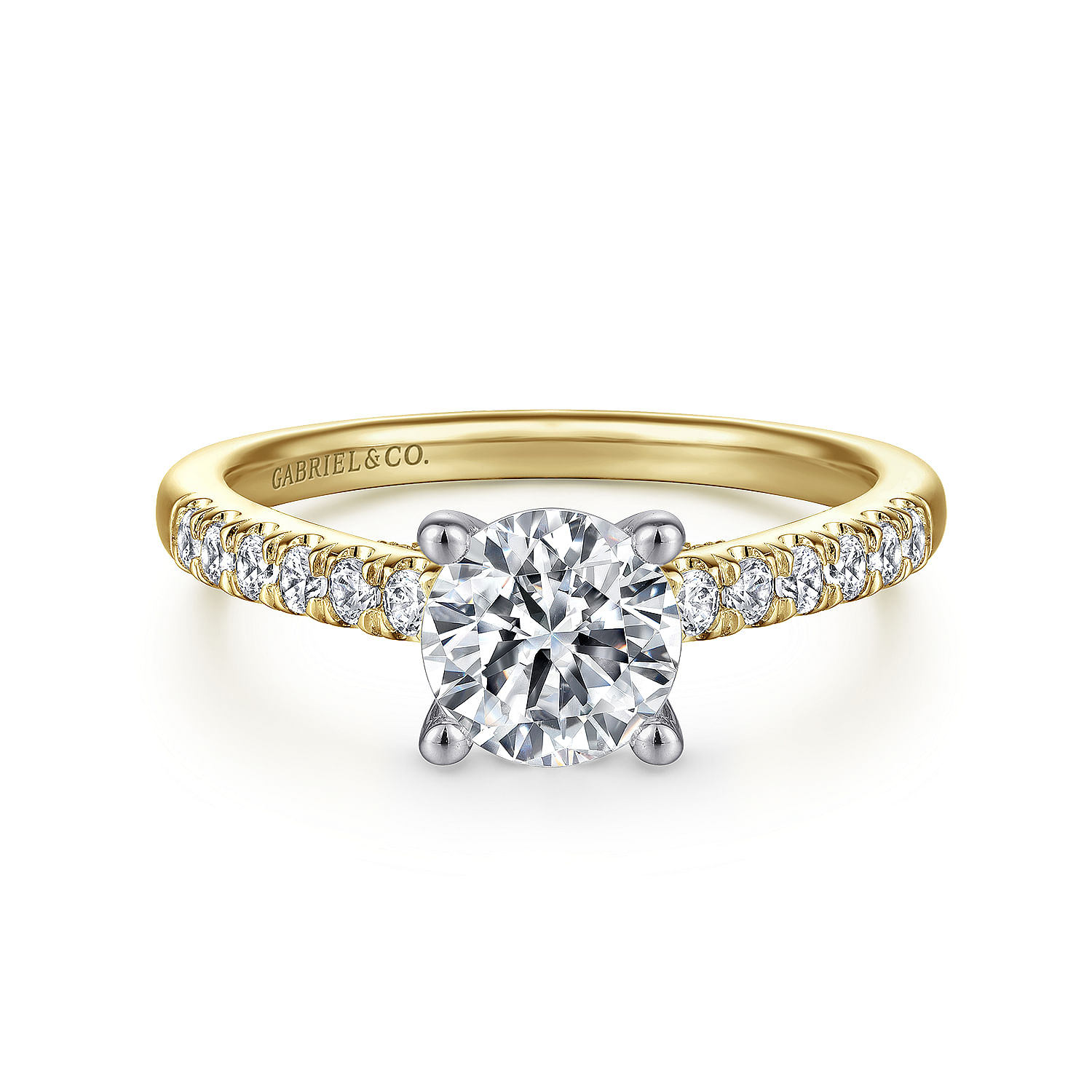 Jones - 14K White-Yellow Gold Round Diamond Engagement Ring