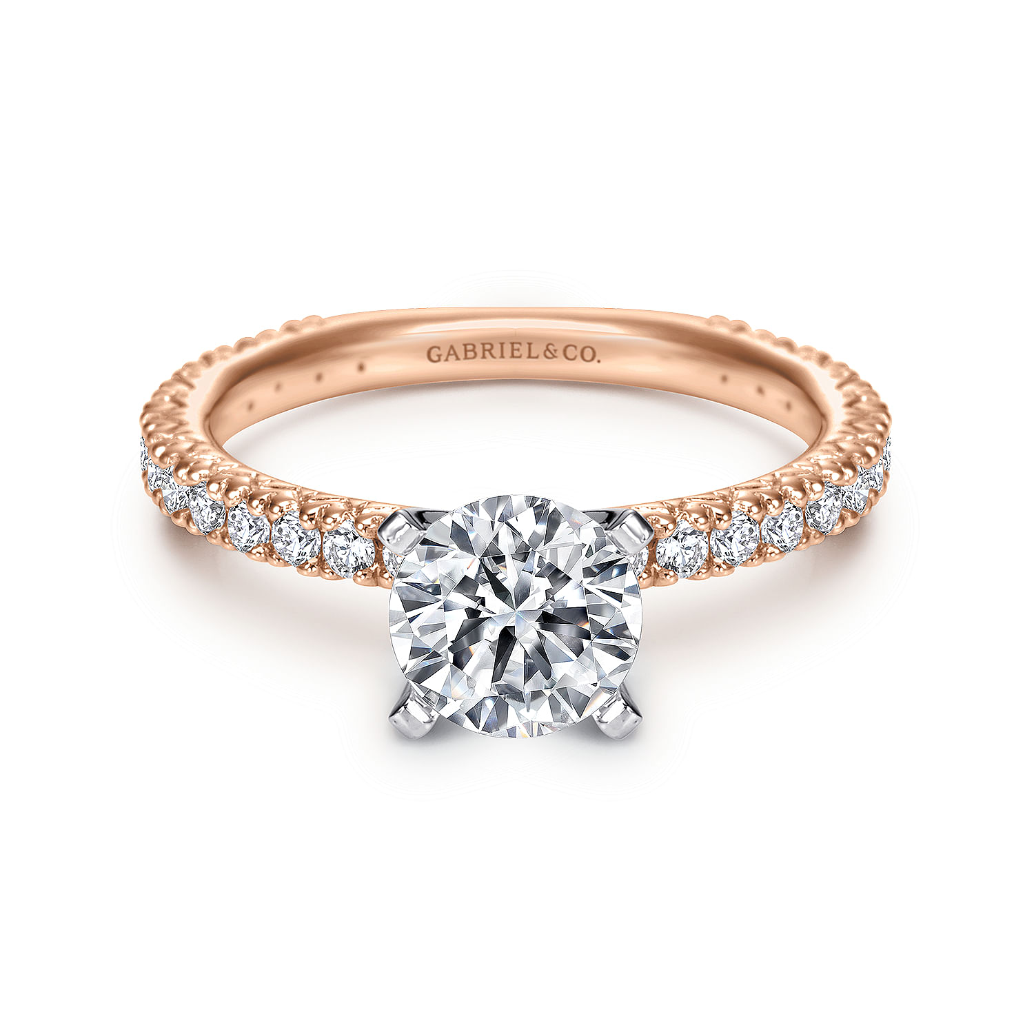 Jordan - 14K White-Rose Gold Round Diamond Engagement Ring