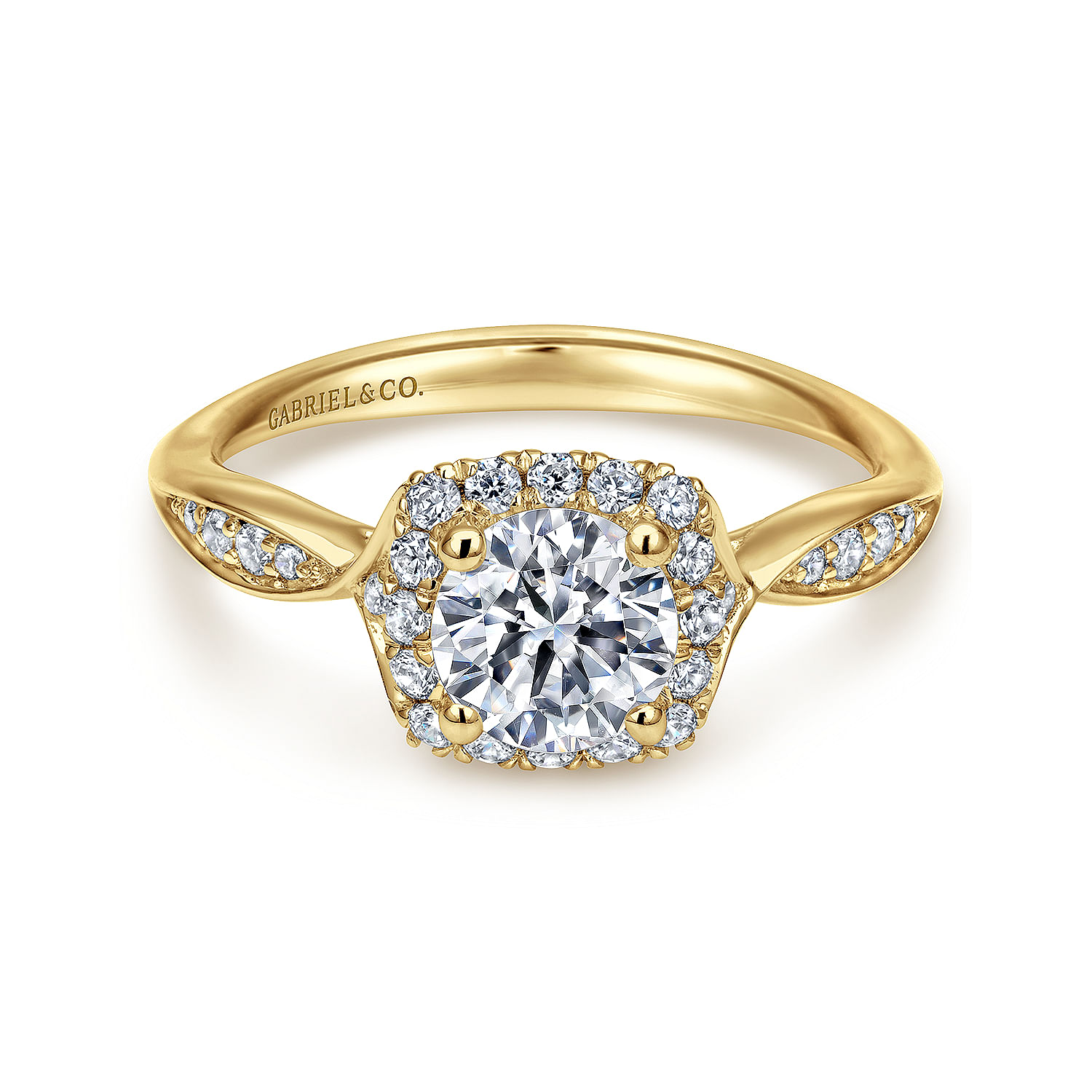 Jude - 14K Yellow Gold Round Halo Diamond Engagement Ring