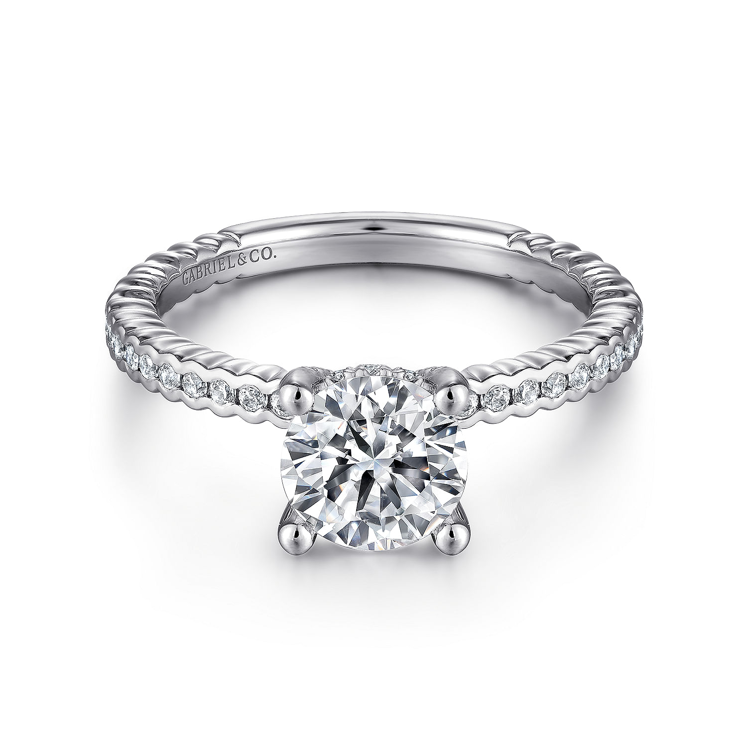 Justice - 14K White Gold Round Diamond Engagement Ring