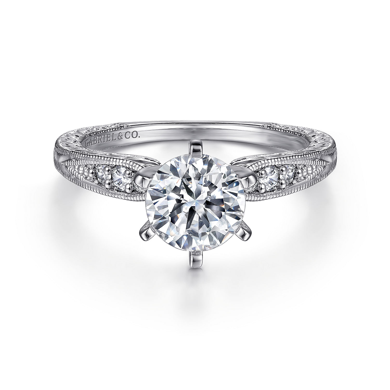 Kate - 14K White Gold Round Diamond Engagement Ring