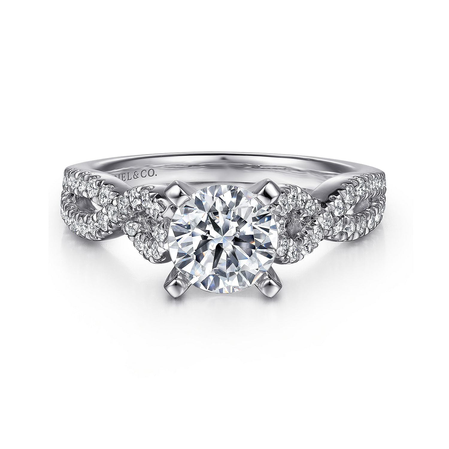 Kayla - 14K White Gold Round Twisted Diamond Engagement Ring