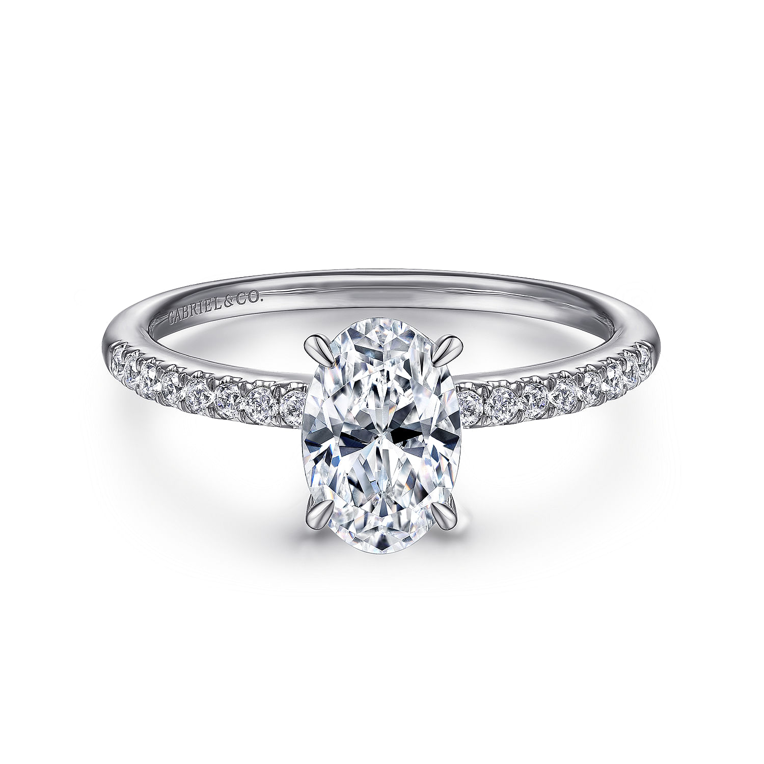 Kelly - 14K White Gold Oval Diamond Engagement Ring