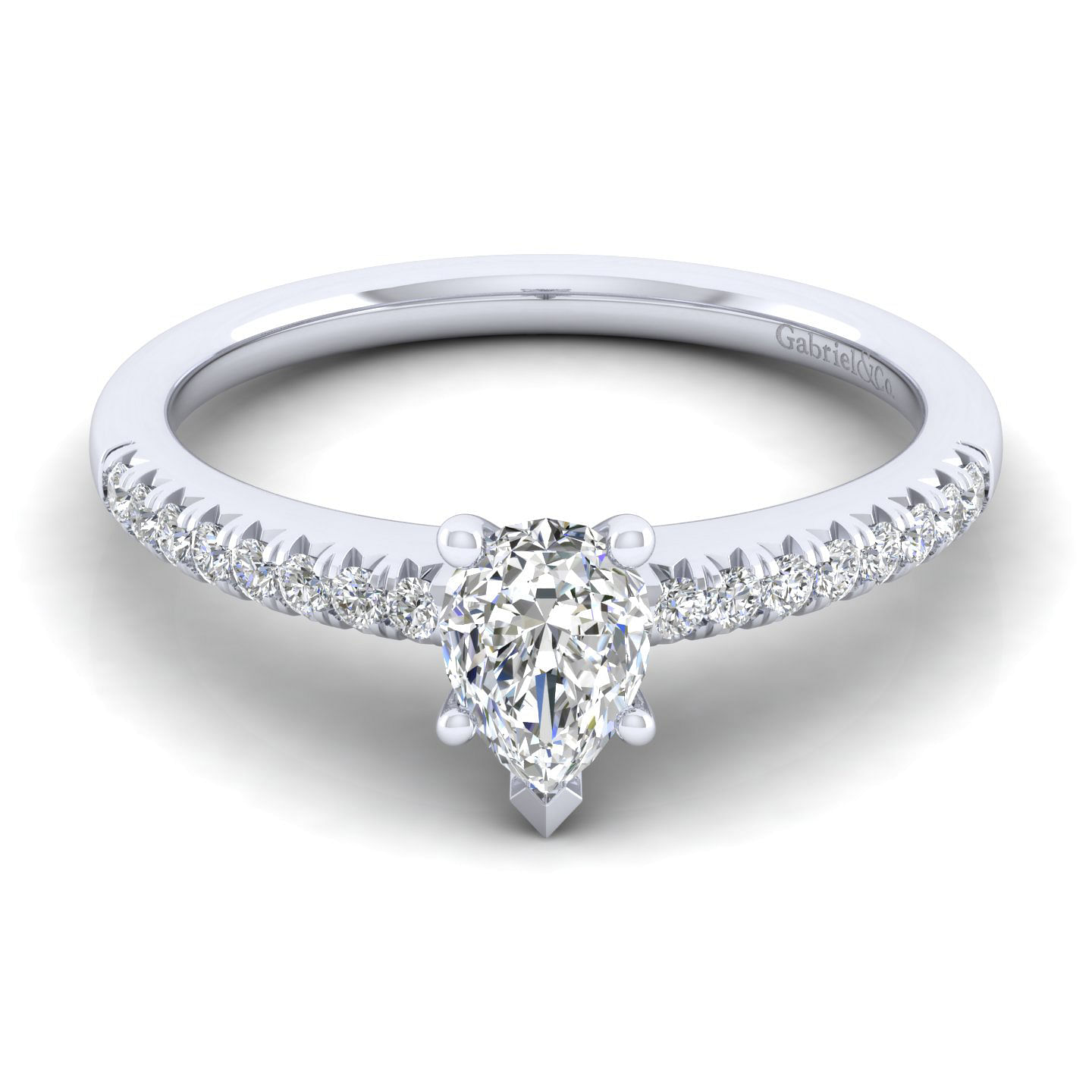 Kelly - 14K White Gold Pear Shape Diamond Engagement Ring