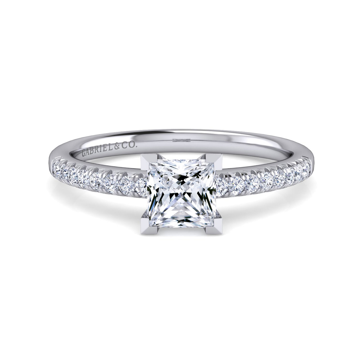 Kelly - 14K White Gold Princess Cut Diamond Engagement Ring