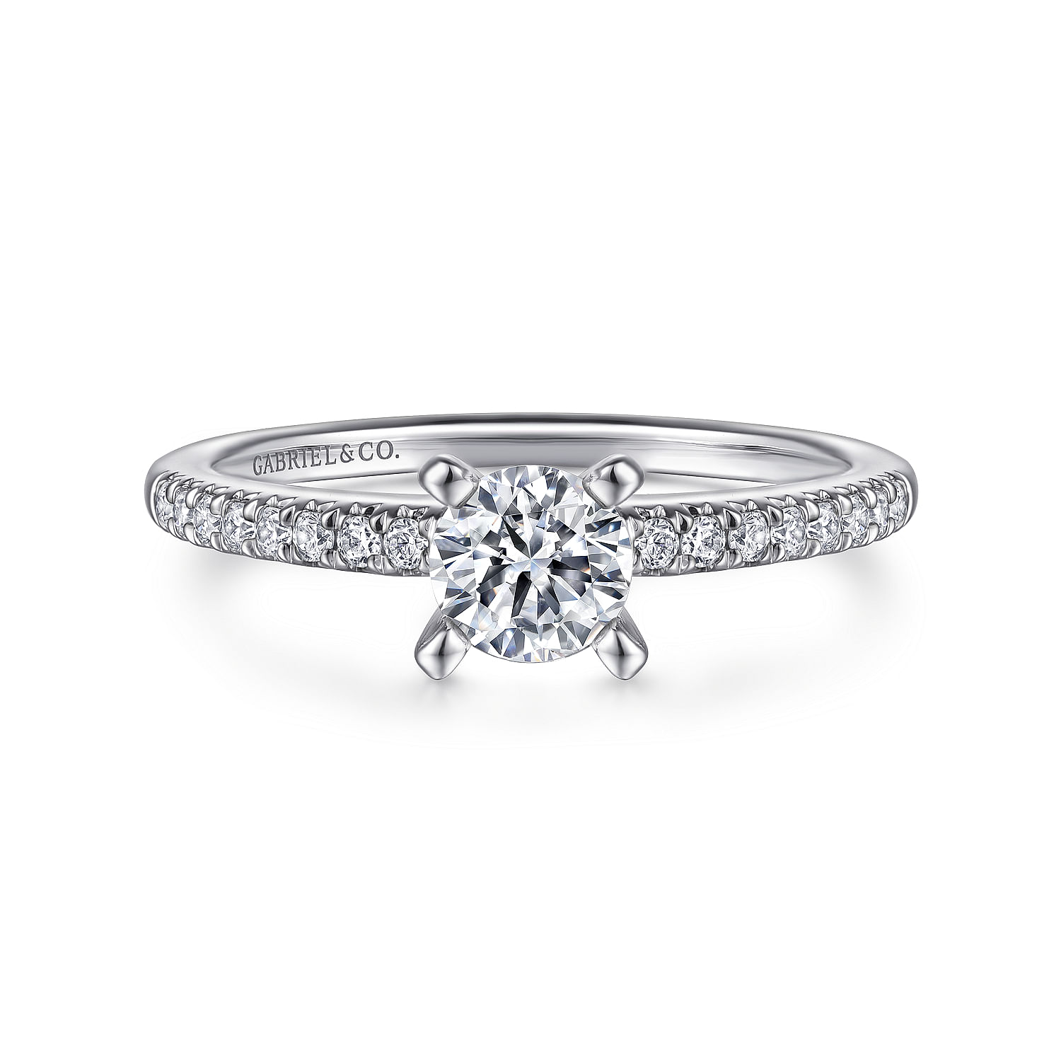 Kelly - 14K White Gold Round Diamond Engagement Ring