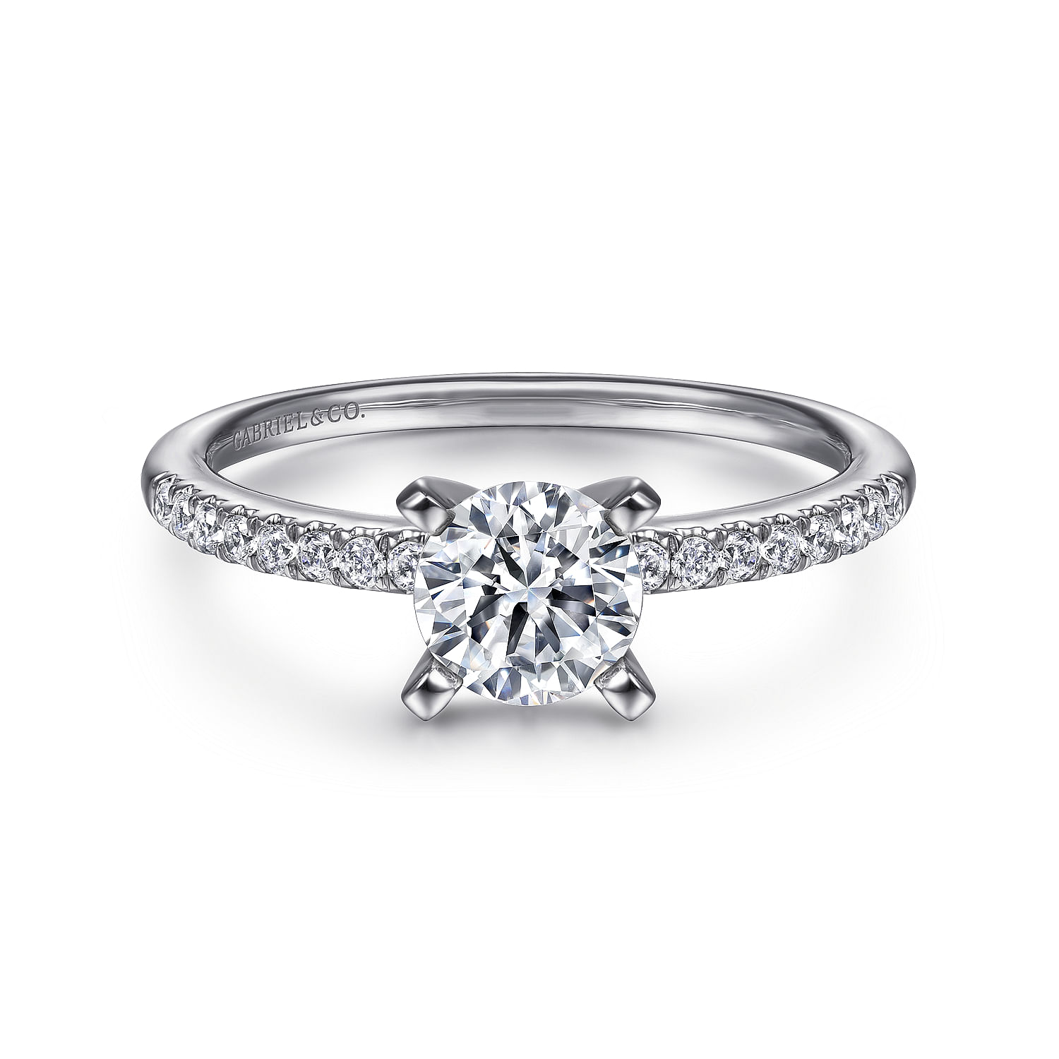 Kelly - 14K White Gold Round Diamond Engagement Ring