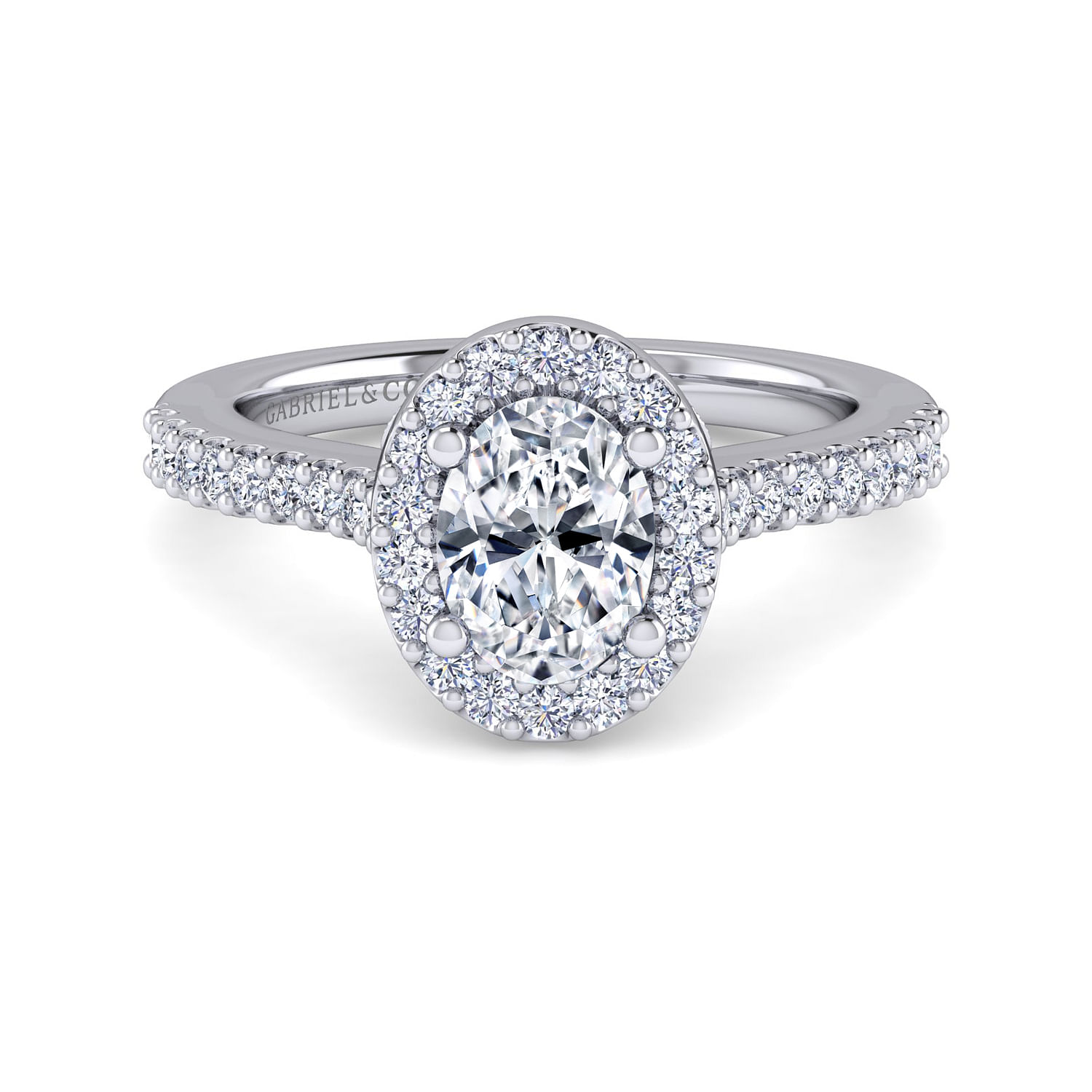 Kelsey - 14K White Gold Oval Halo Diamond Engagement Ring