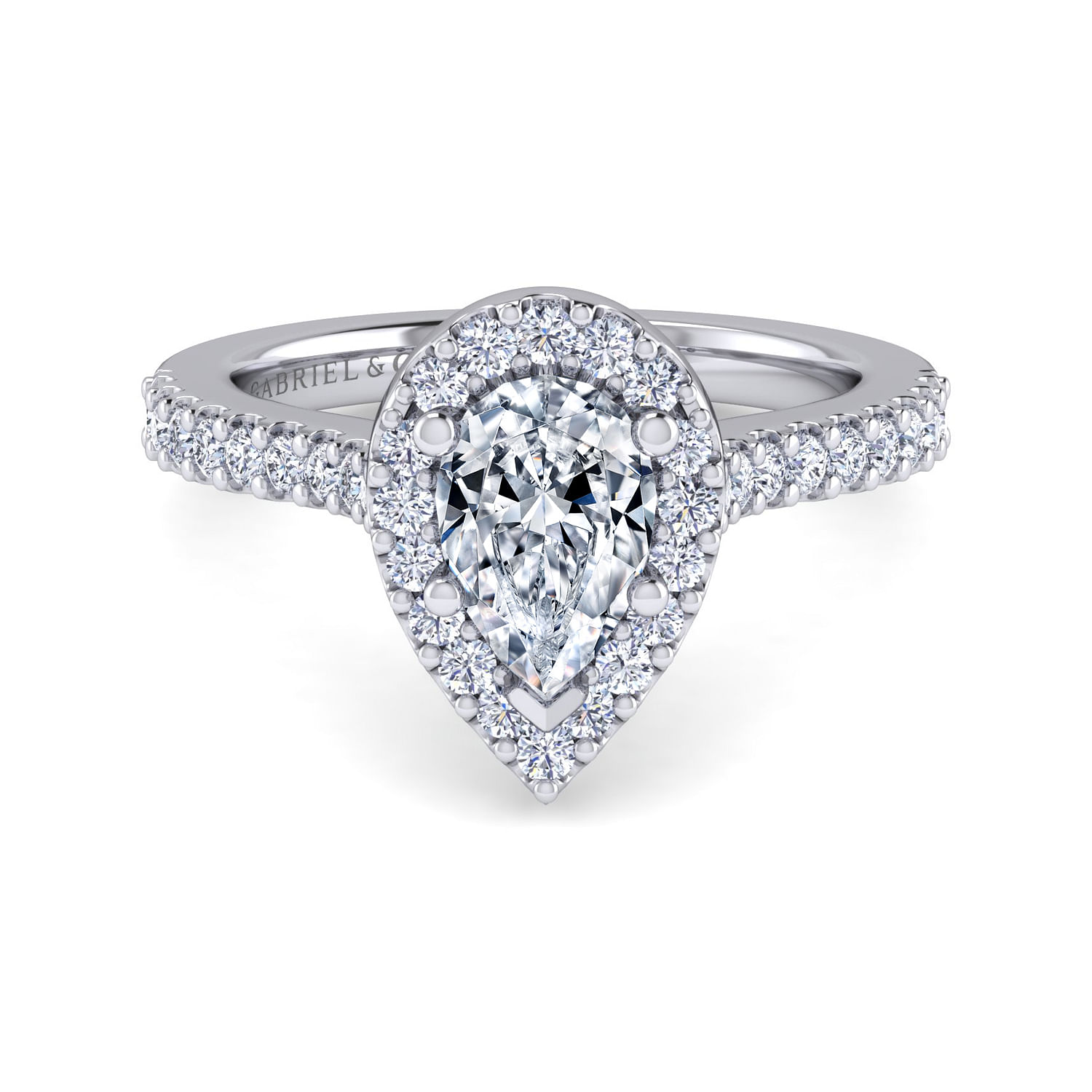Kelsey - Platinum Pear Shape Halo Diamond Engagement Ring