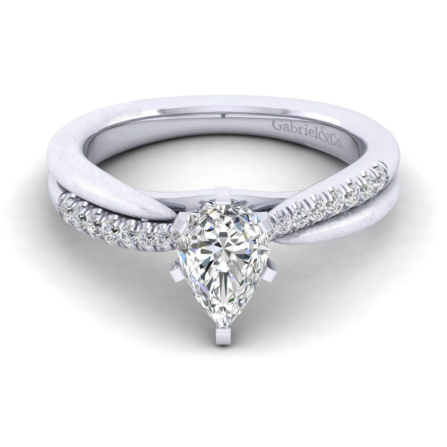 Kendall - 14K White Gold Pear Shape Diamond Engagement Ring